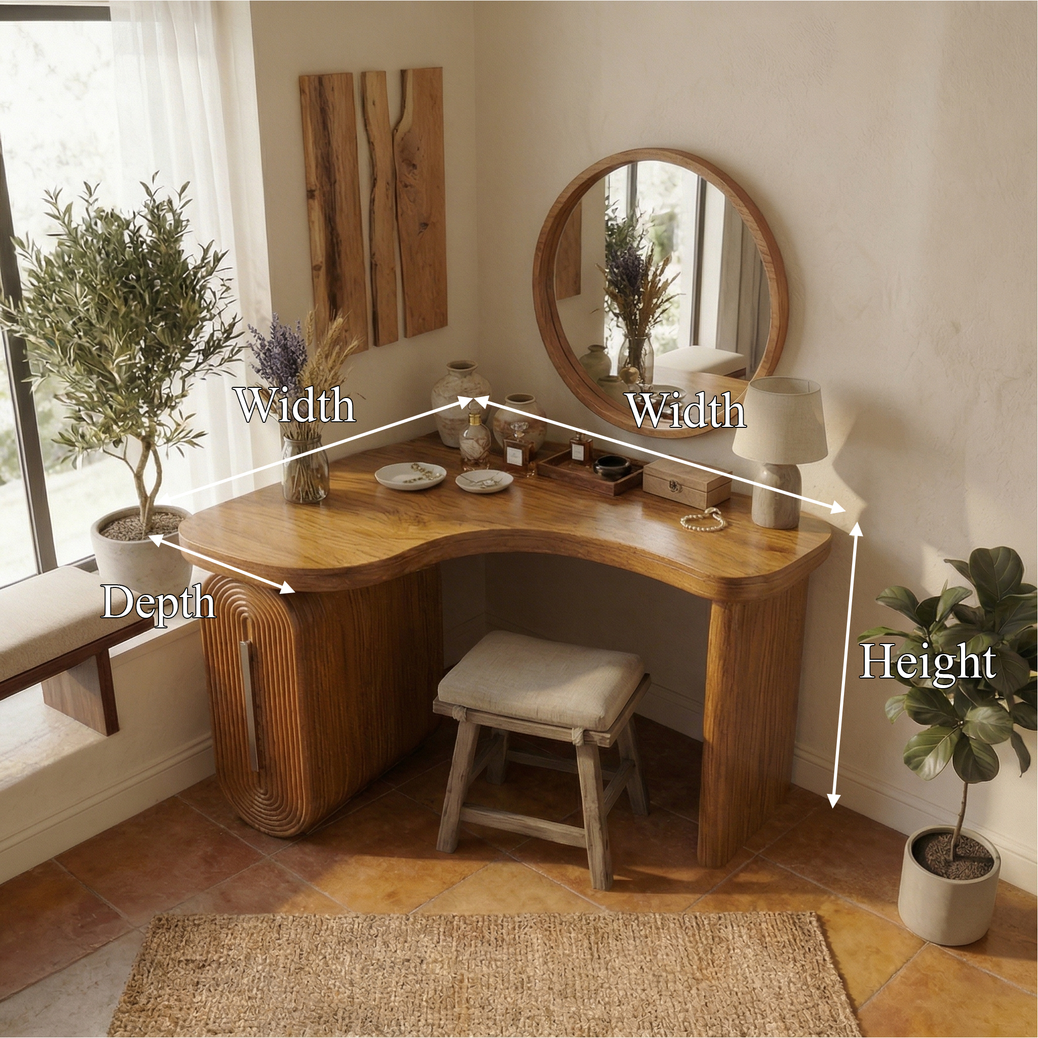 Modern Corner Makeup Vanity Desk With Drawers For Bedroom And Apartment SINLSABDT062
