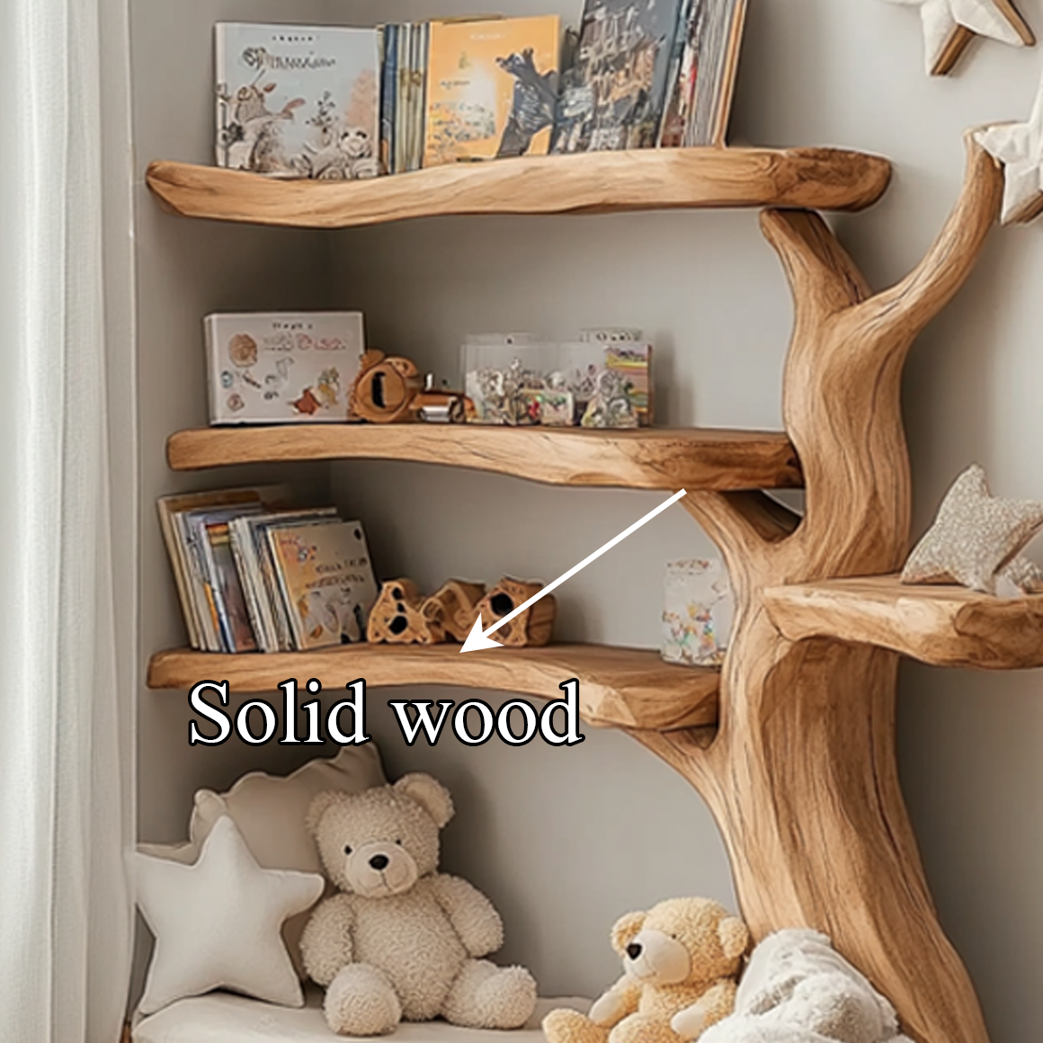 Rustic Tree Bookshelf Nursery Cozy Reading Corner SINLSATB319