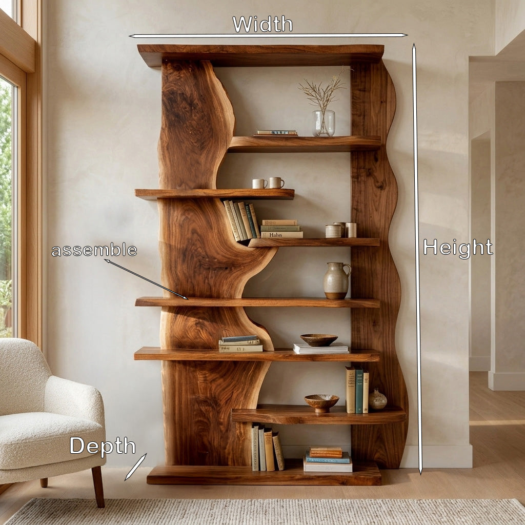 Organic Live Edge Wooden Standing Shelf For Living Room RTTHHNSS016