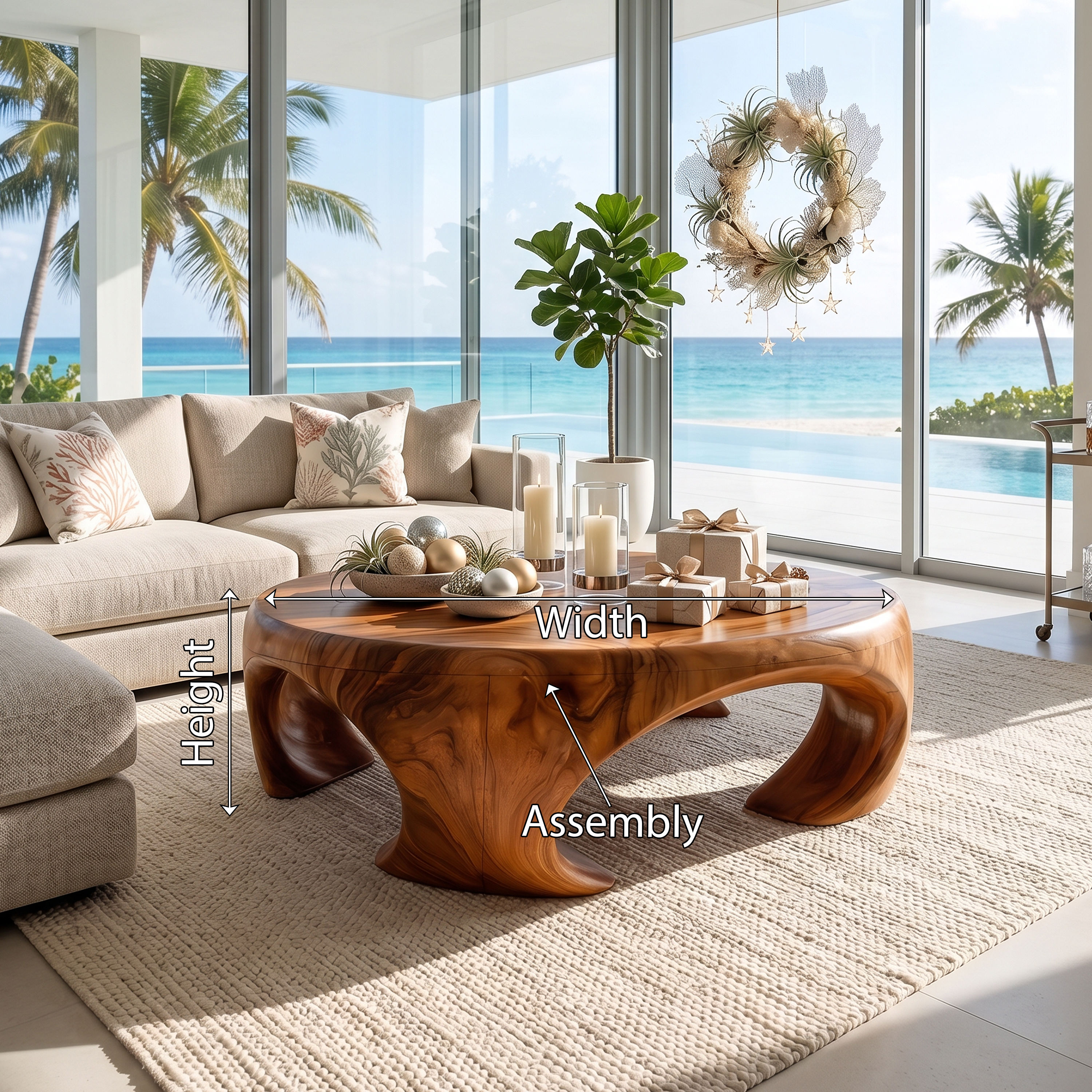 Farmhouse Wooden Coffee Table For Living Room Holiday Decoration SILDTTRCFC003