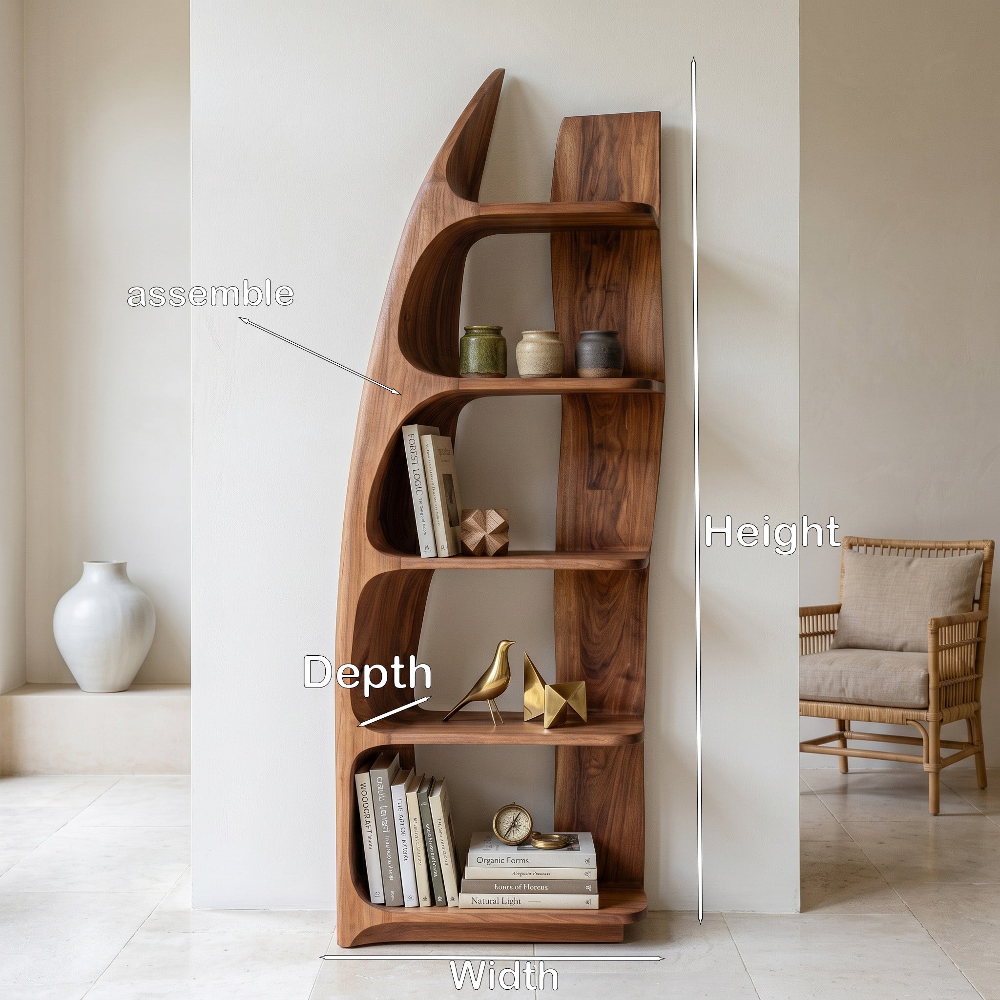 Organic Sculptural Wooden Standing Shelf For Hallway Decor RTTHHNSS028