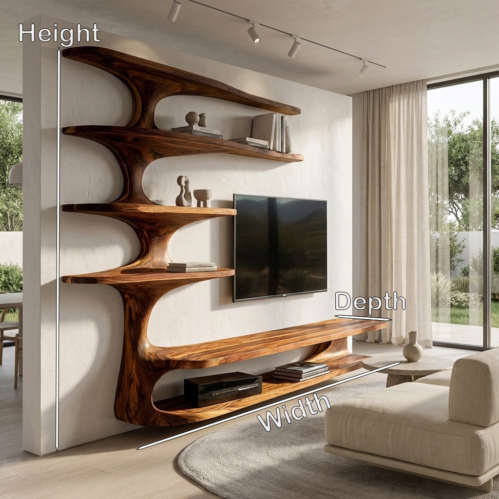 Modern Natural Wood TV Console With Shelving For Living RTTHHNTVC100