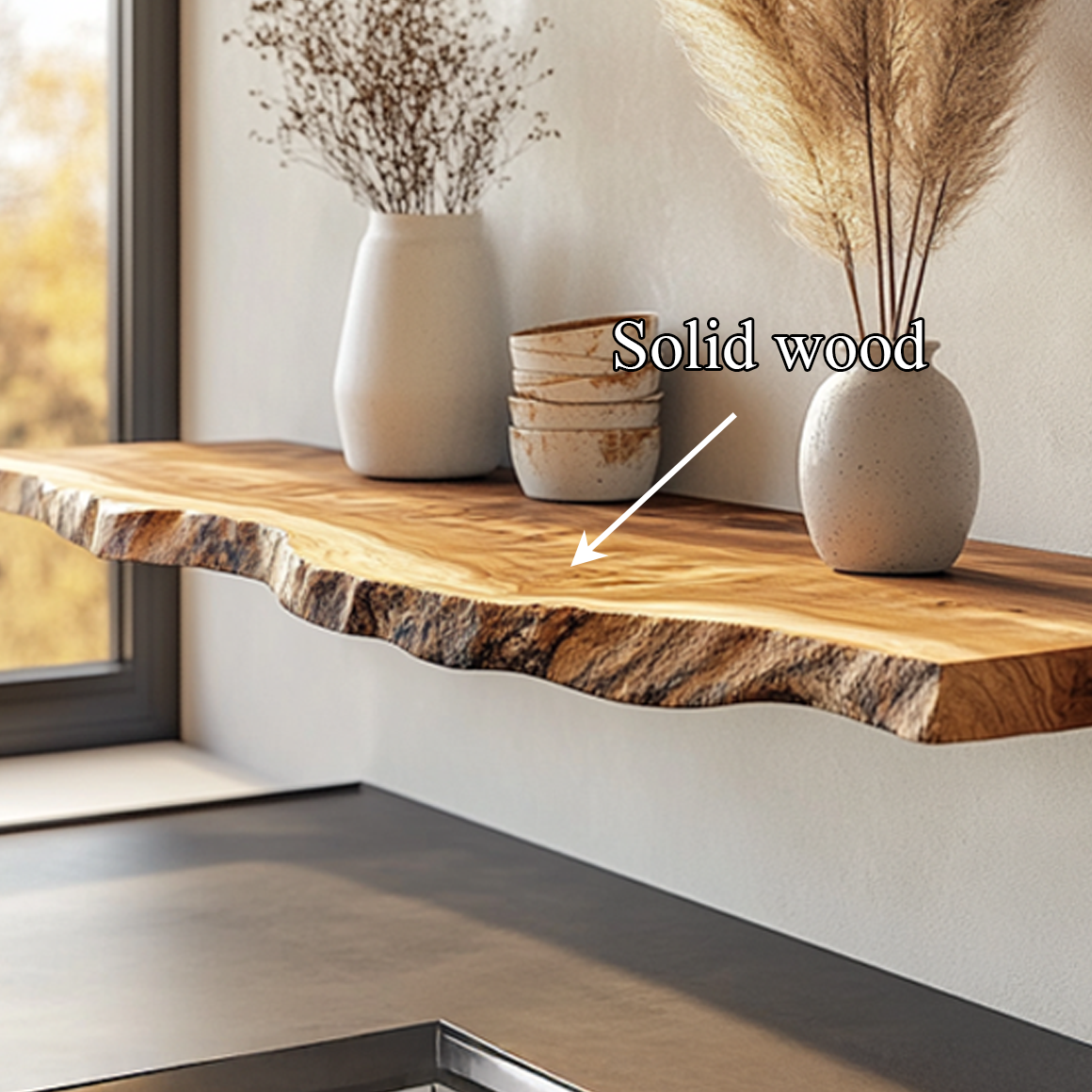 Rustic Live Edge Floating Shelf Natural Handcrafted Kitchen Decor SINLSAFL297