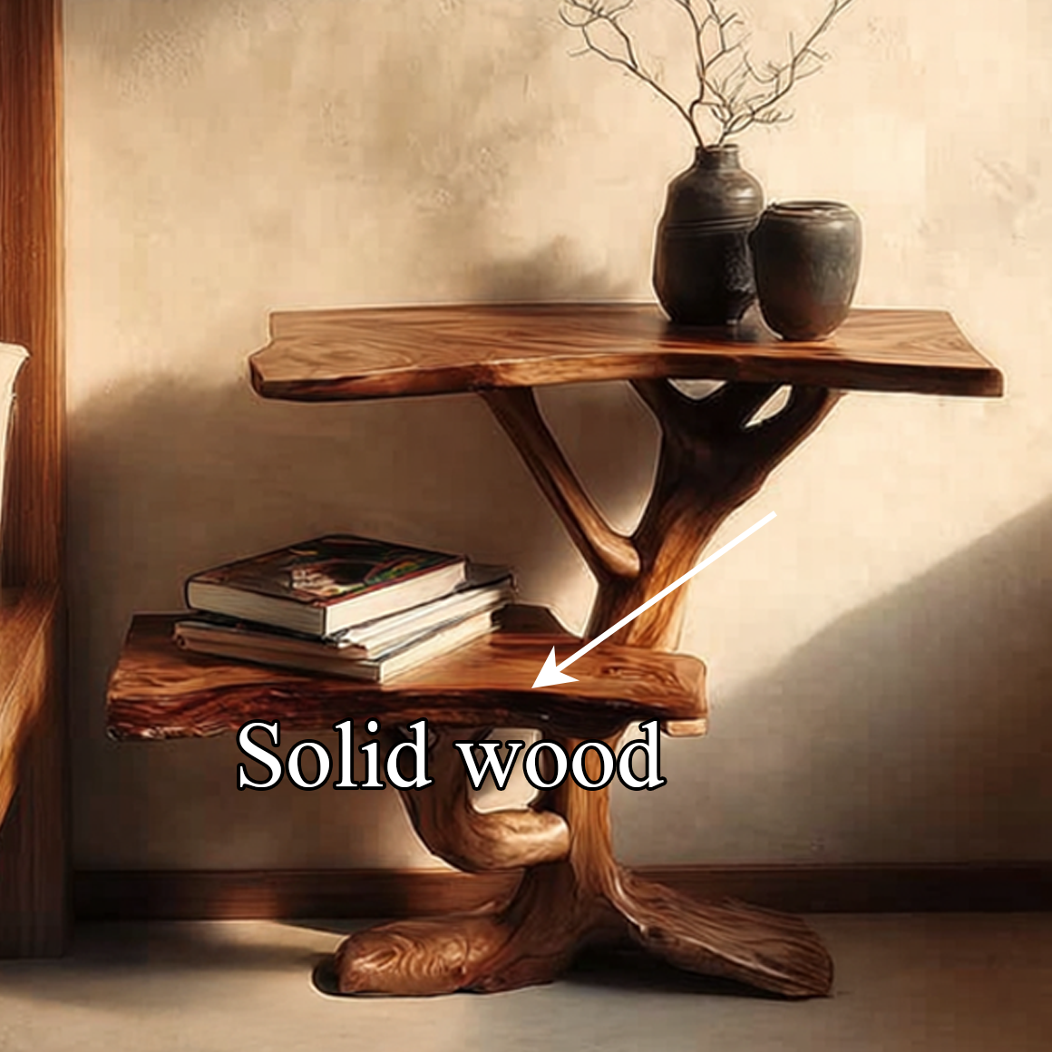 Rustic Tree Bedside Table Bedroom Apartment SINLSABT075