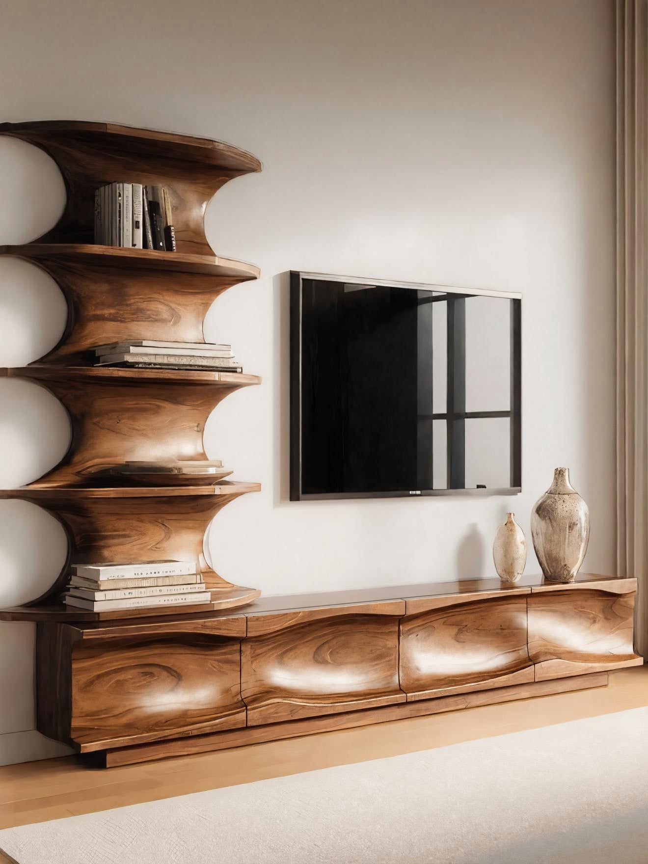 Modern TV Console With Vertical Shelving For Living Room SITHHNTVC024