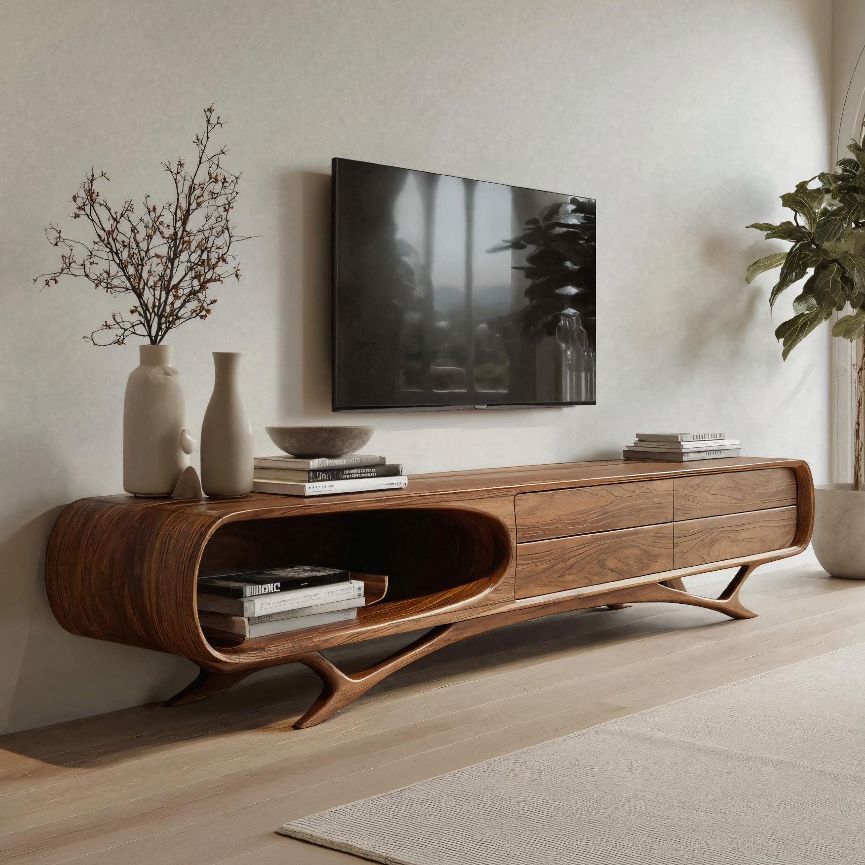 Contemporary Wooden TV Cabinet For Living Room Decor RTTHHNTVC084