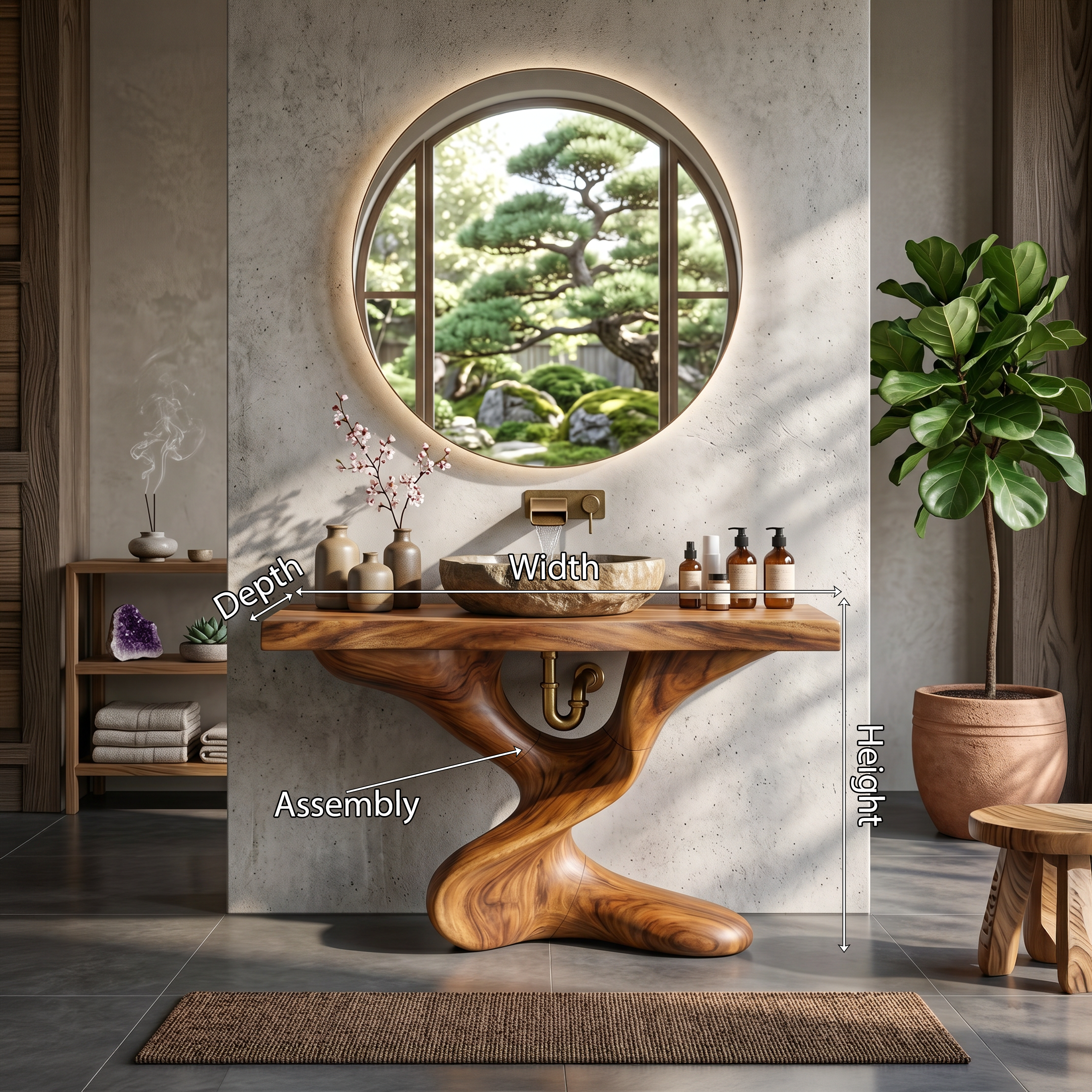 Farmhouse Solid Wood Vanity For Natural Bathroom SILDTTNBRV006