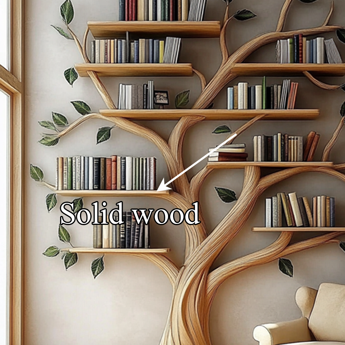 Rustic Tree Bookshelf Living Room Reading Corner SINLSATB304