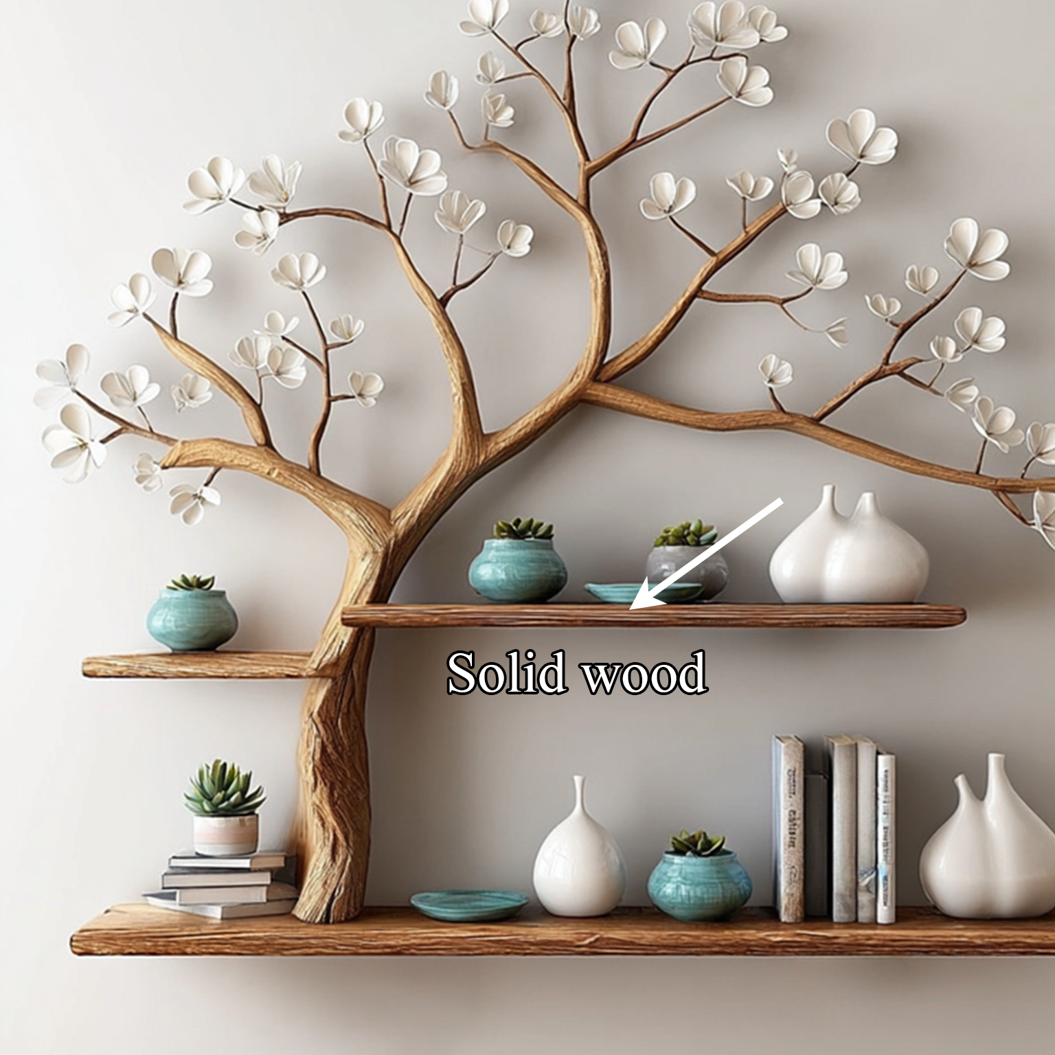 Rustic Tree Shelf Wall Living Room SINLSATBS024
