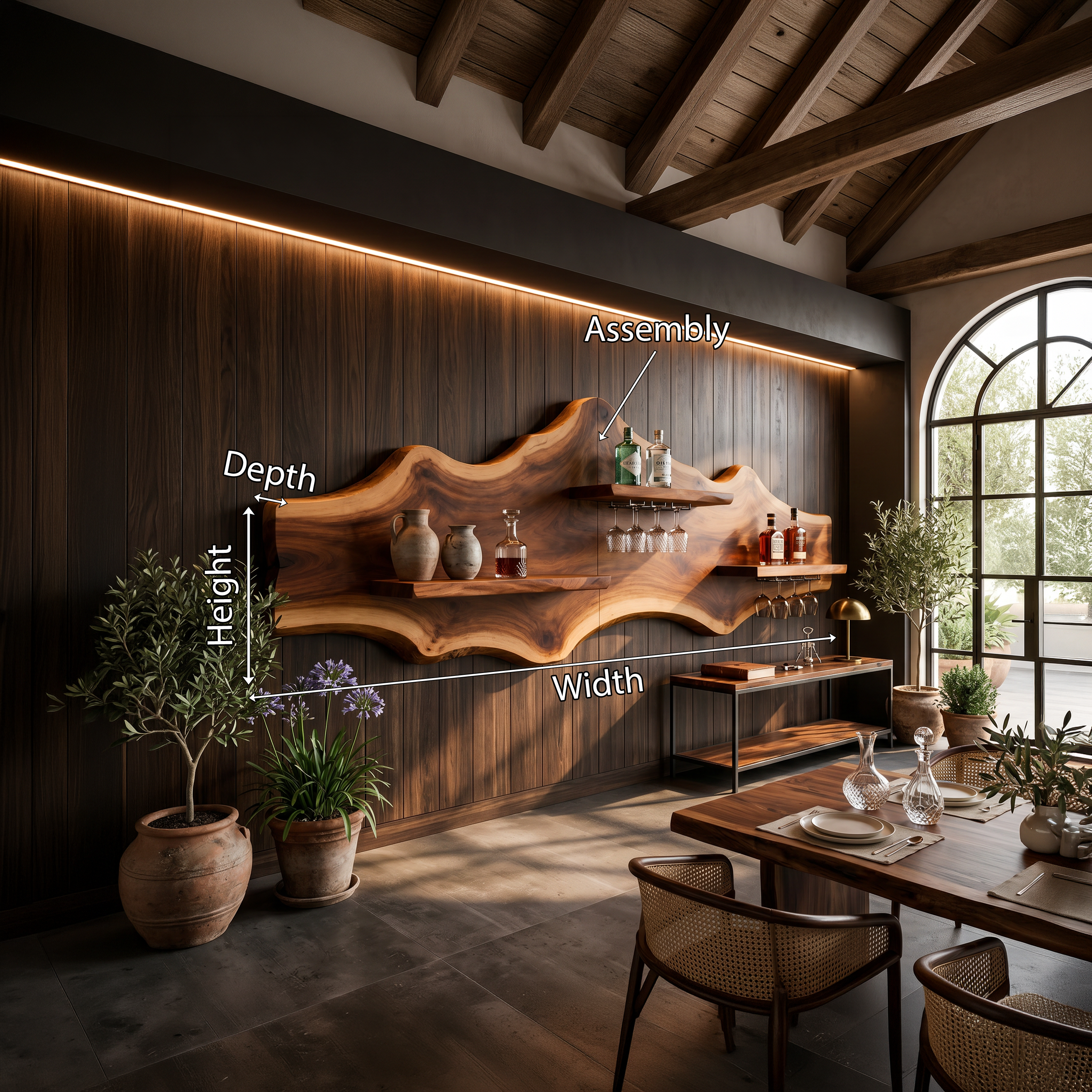 Modern Wall Mounted Wine Rack Shelf For Dining Room SILDTTNWH017