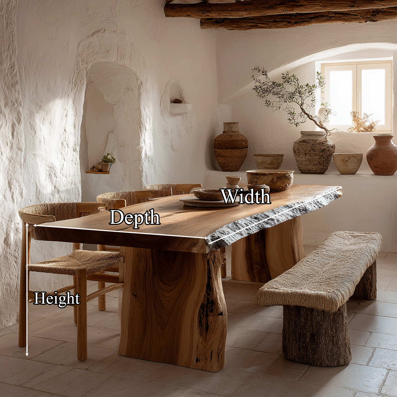 Dining Table Walnut Wood Live Edge Modern Gift SINLSADT023
