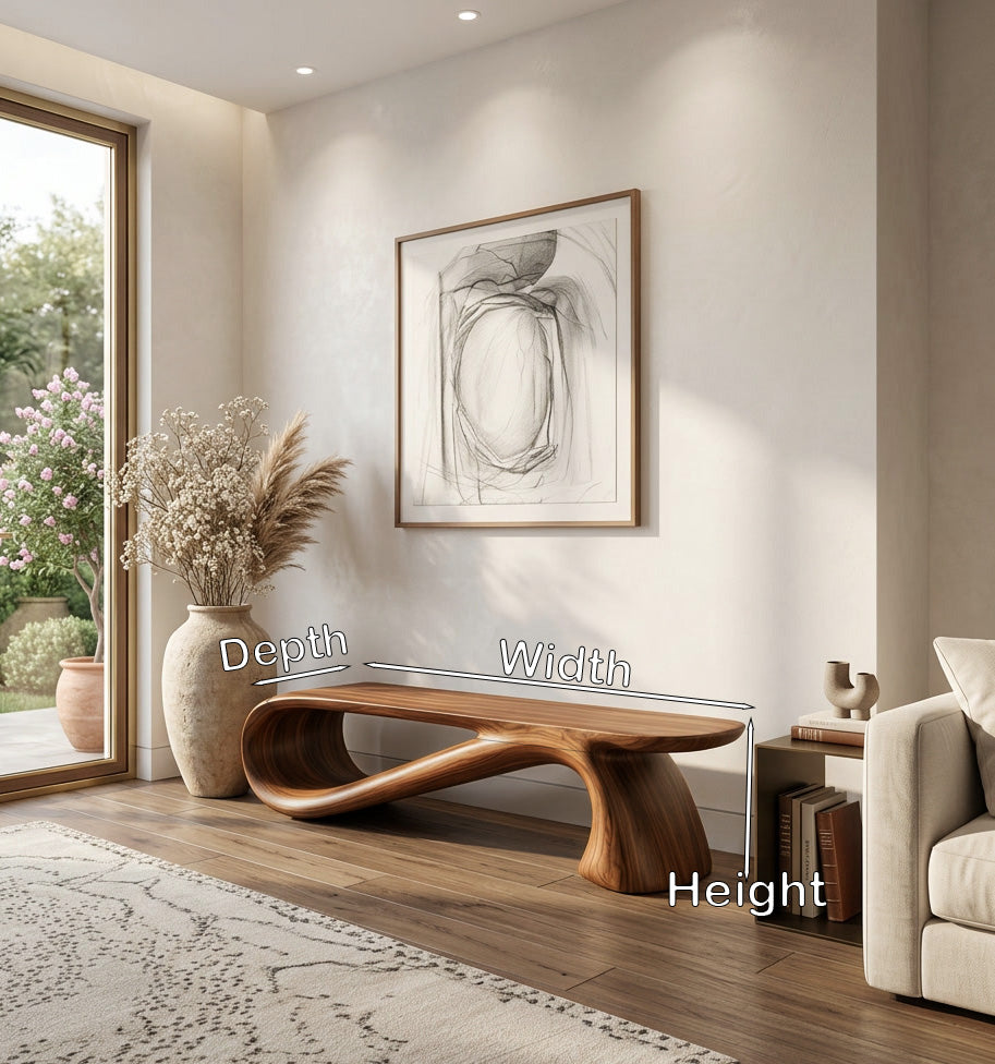 Minimalist Wooden Bench For Living Room Accent Decor RTTHHNCHR134