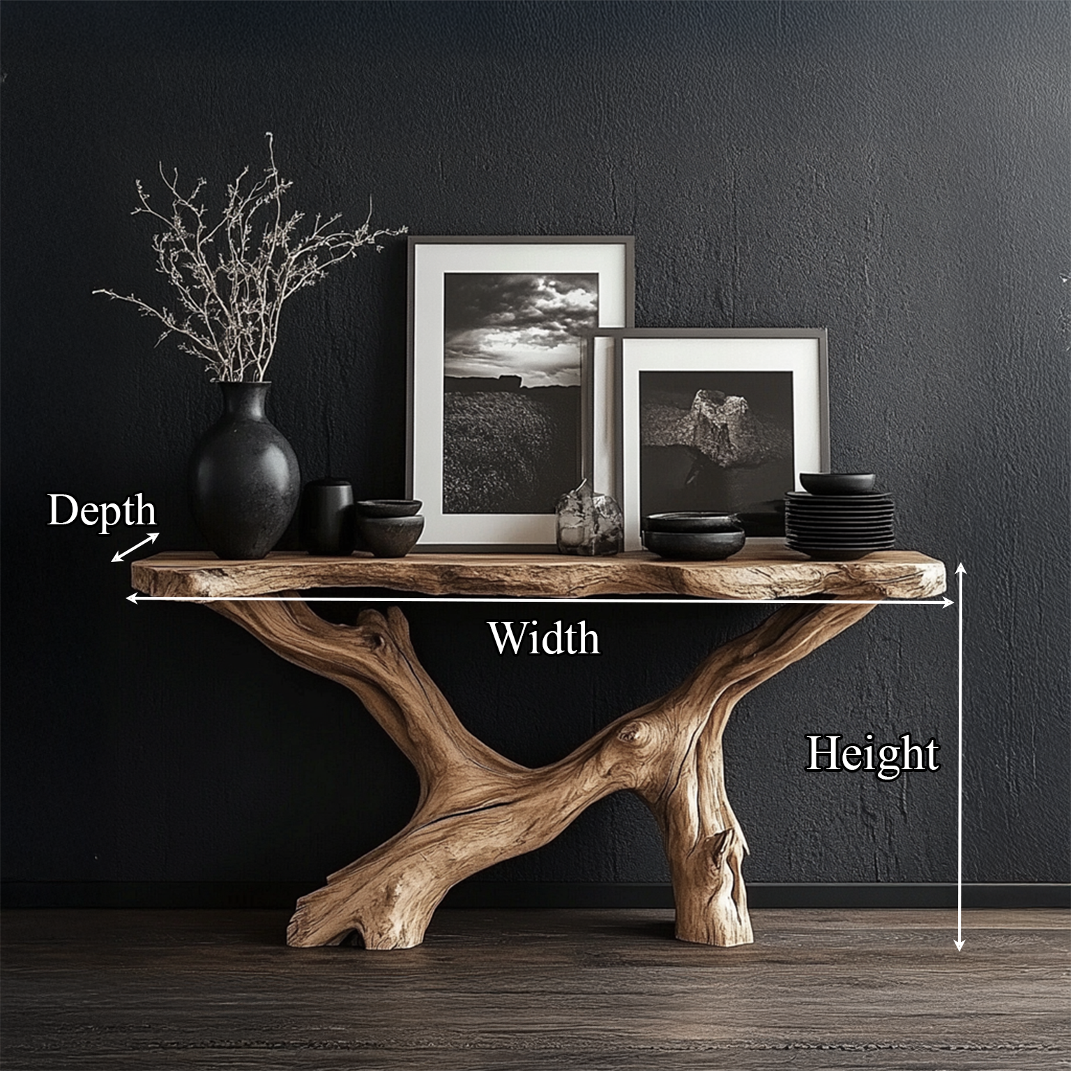 Live Edge Console Table Natural Wood Rustic Handmade Gift SINLSACS089