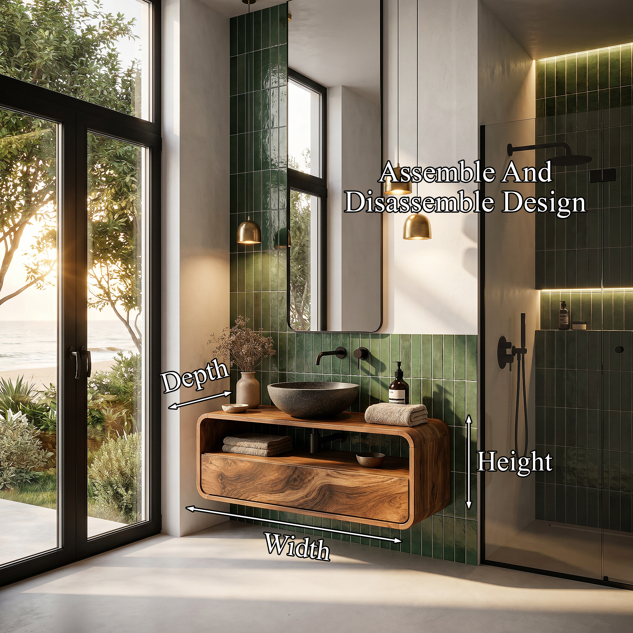 Rustic Floating Bathroom Vanity With Built In Storage Drawer For Bathroom SINLHABRV317