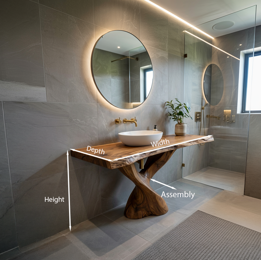 Modern Bathroom Vanity With Twisted Base For Spa Bath RTTHTTBRV019