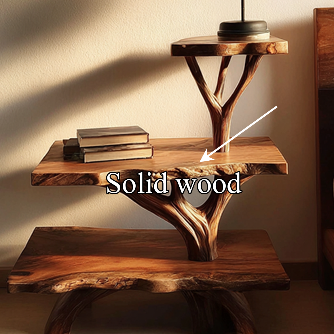 Rustic Tree Nightstand Bedroom Apartment SINLSABT080