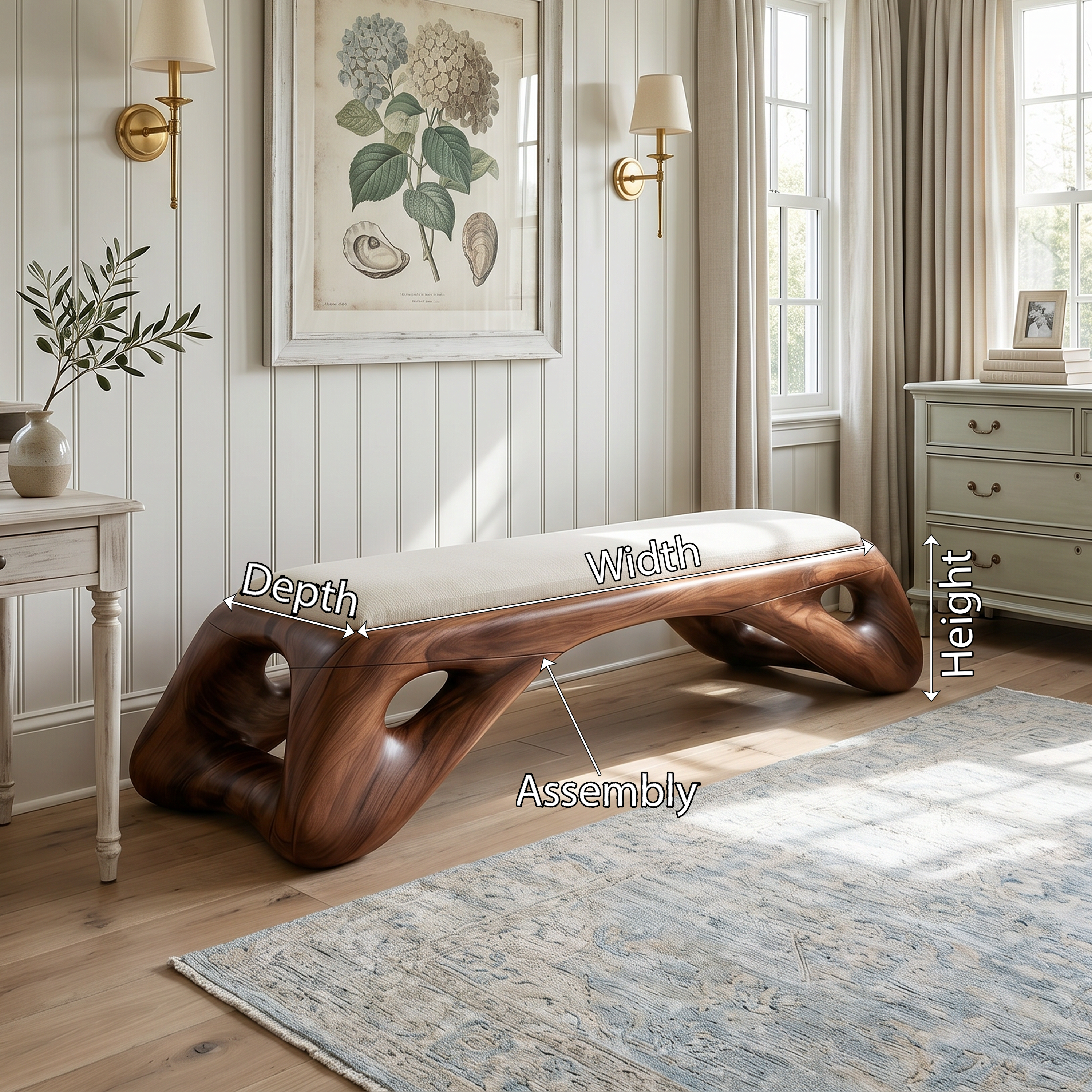 Organic Modern Entryway Bench Luxury Residence SILDTTRBEN073