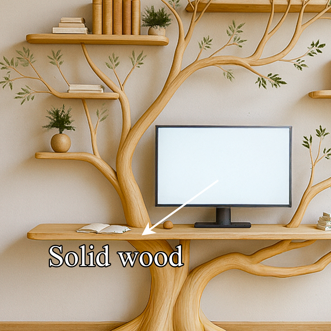 Midcentury Tree Bookshelf Desk Living Bedroom SINLSATB267