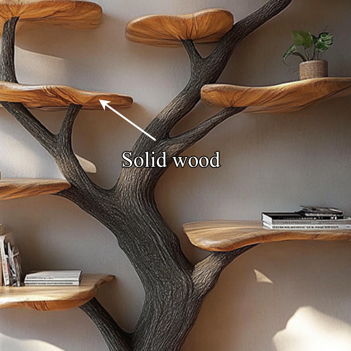 Rustic Mushroom Tree Bookshelf Bedroom Study Room Wall Display SINLSATB455