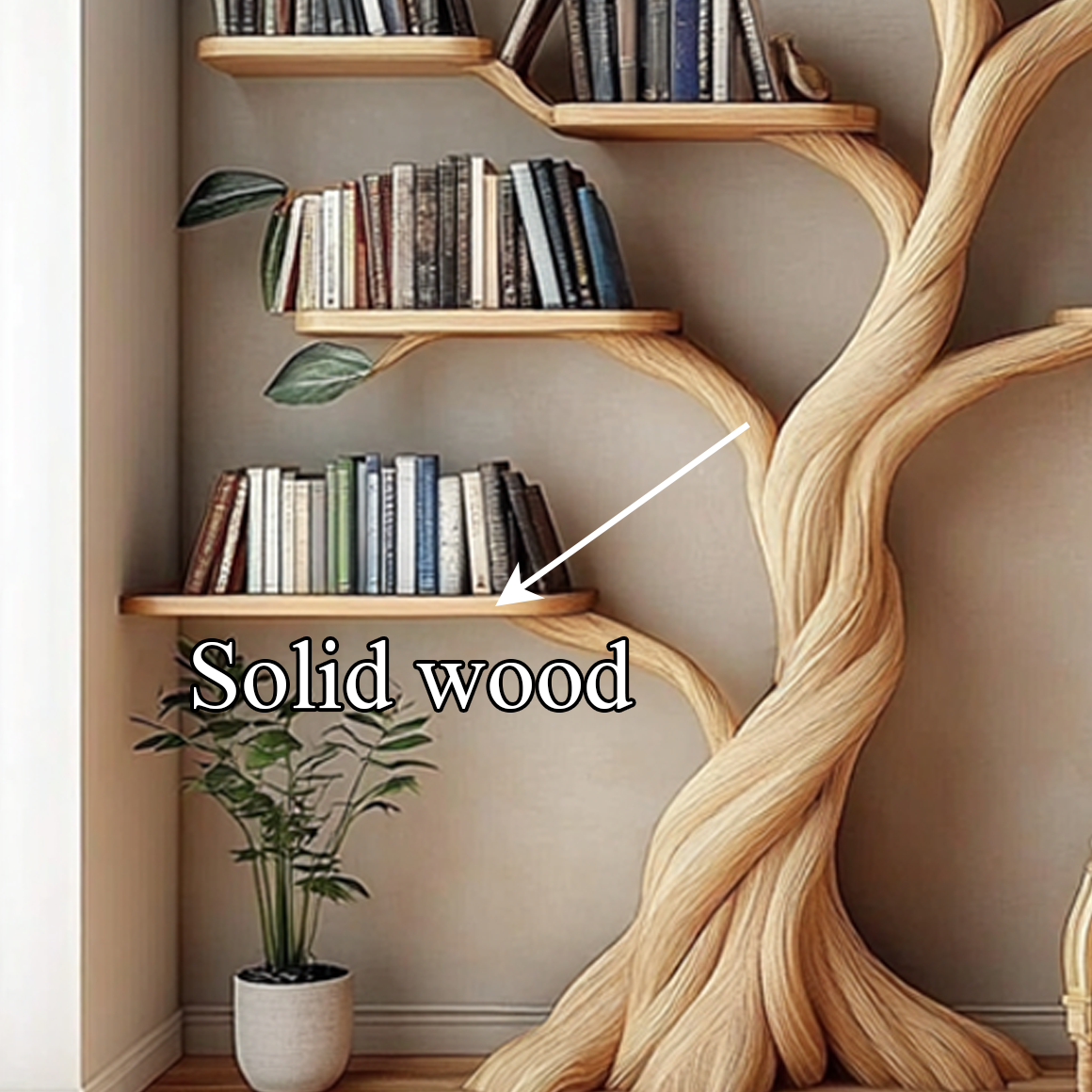 Rustic Tree Bookshelf Living Room Artistic Display SINLSATB305