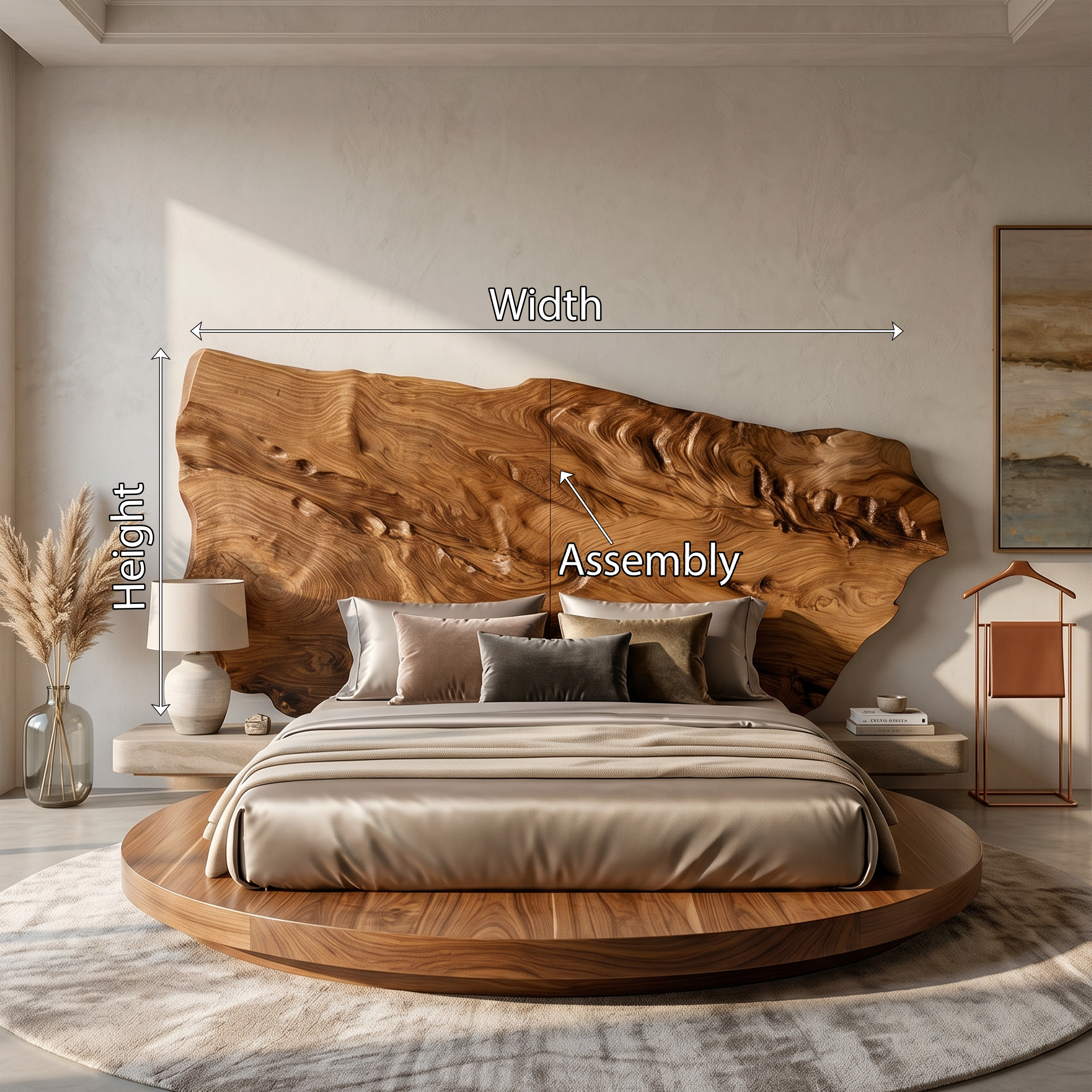 Live Edge Wood Headboard For Sculptural Luxury Bedroom SILDTTRHB024