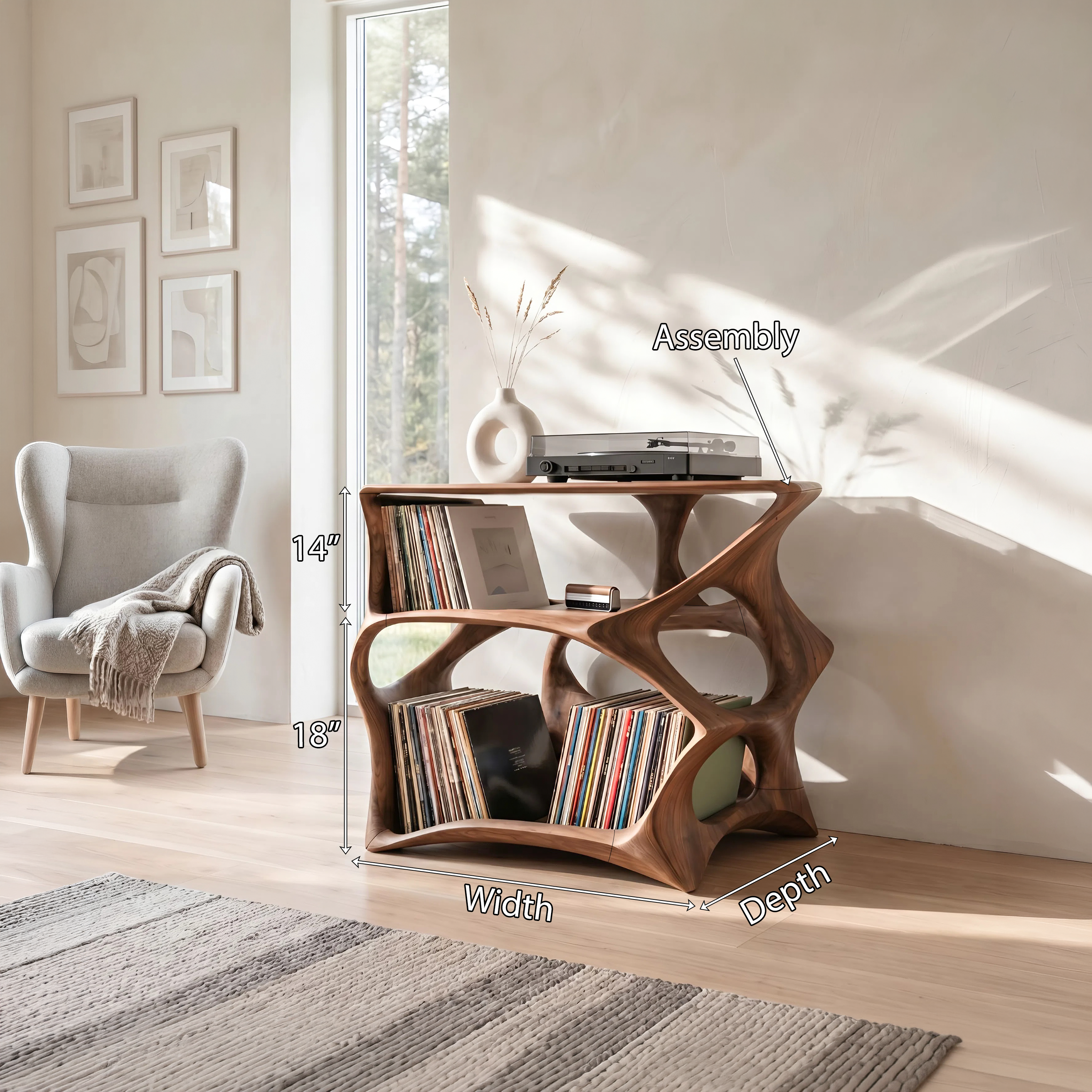 Farmhouse Record Stand Cozy Living Room Furniture SILDTTNRPT001