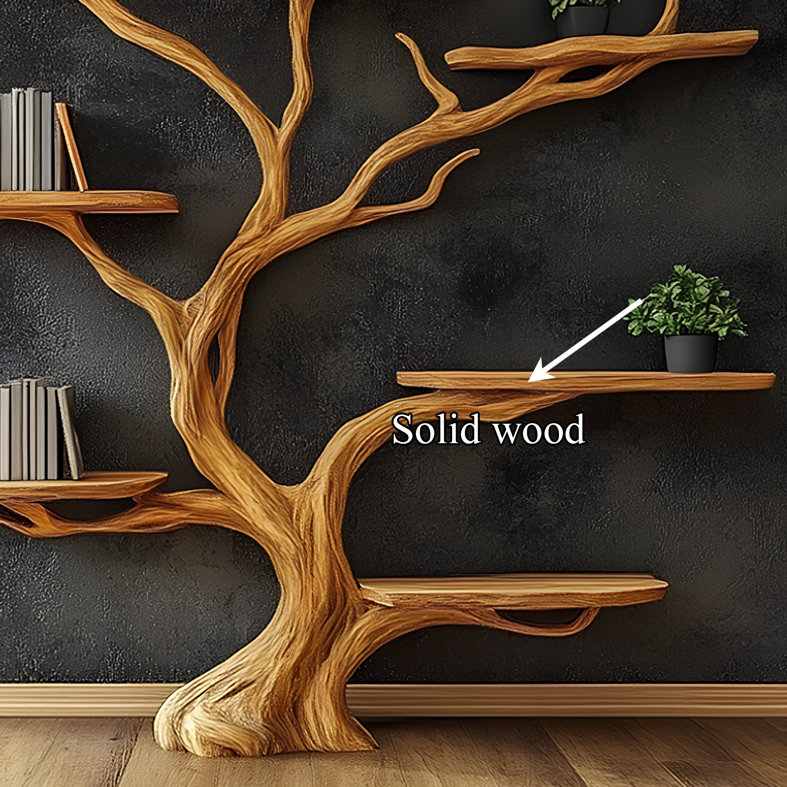 Wall Mounted Tree Shelf Natural Wood Unique Gift SINLSATB197