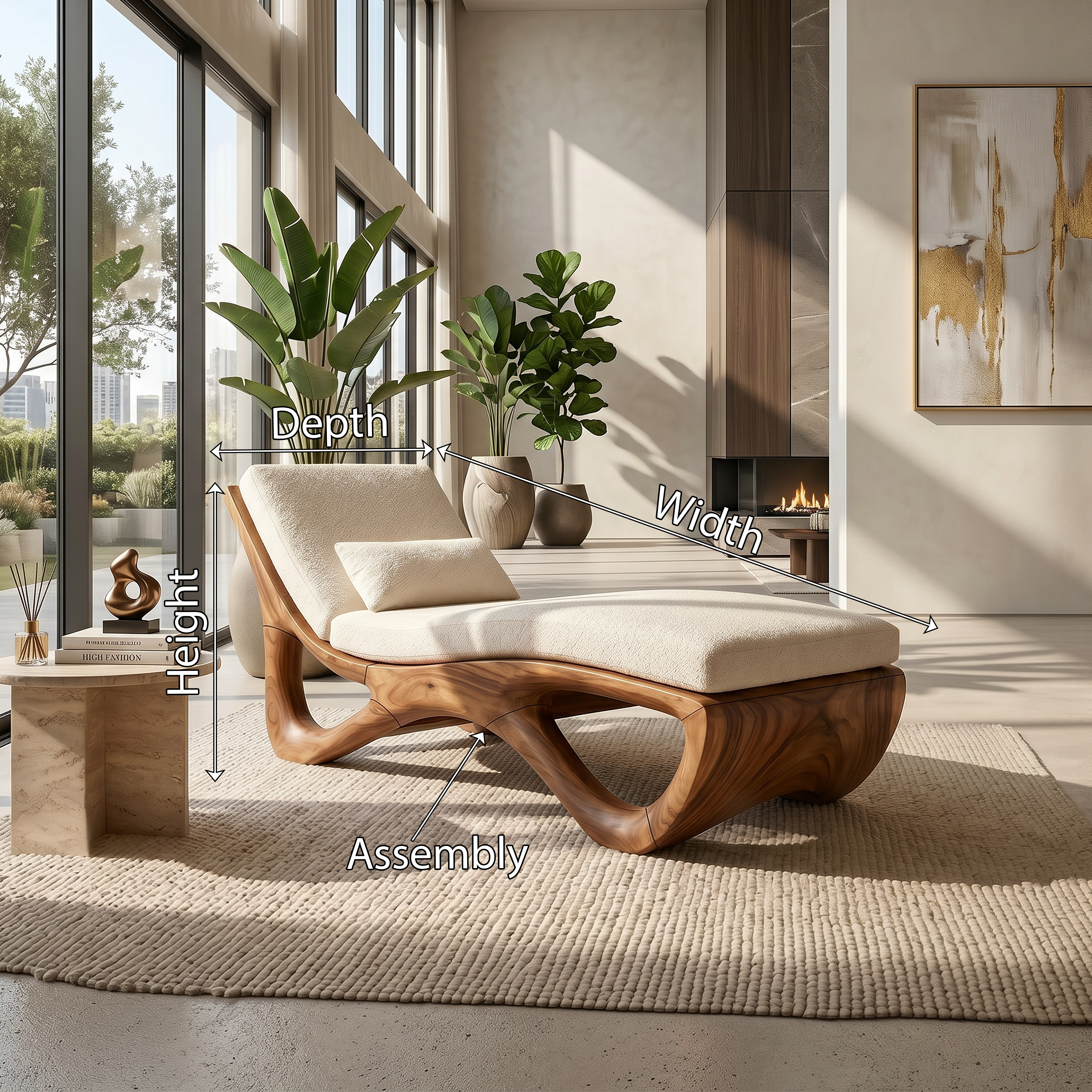 Luxury Organic Modern Chaise Lounge High End Residential Interior SILDTTRDB007