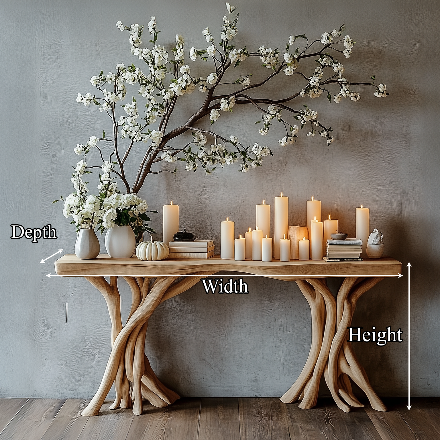 Driftwood Console Table Organic Wood Rustic Art Gift SINLSACS087