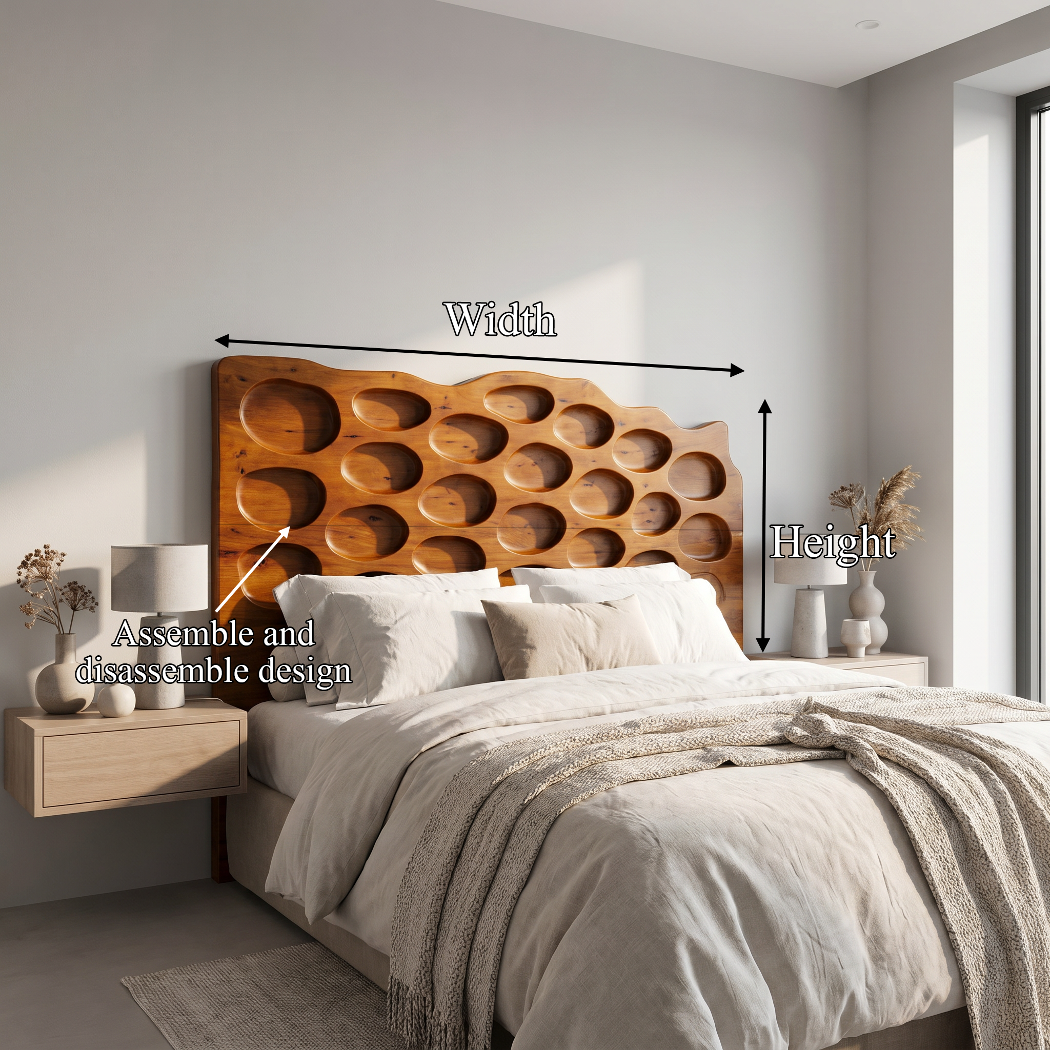 Modern Circular Cutout Headboard Wooden Bed Headboard For Bedroom SINLSAHB050