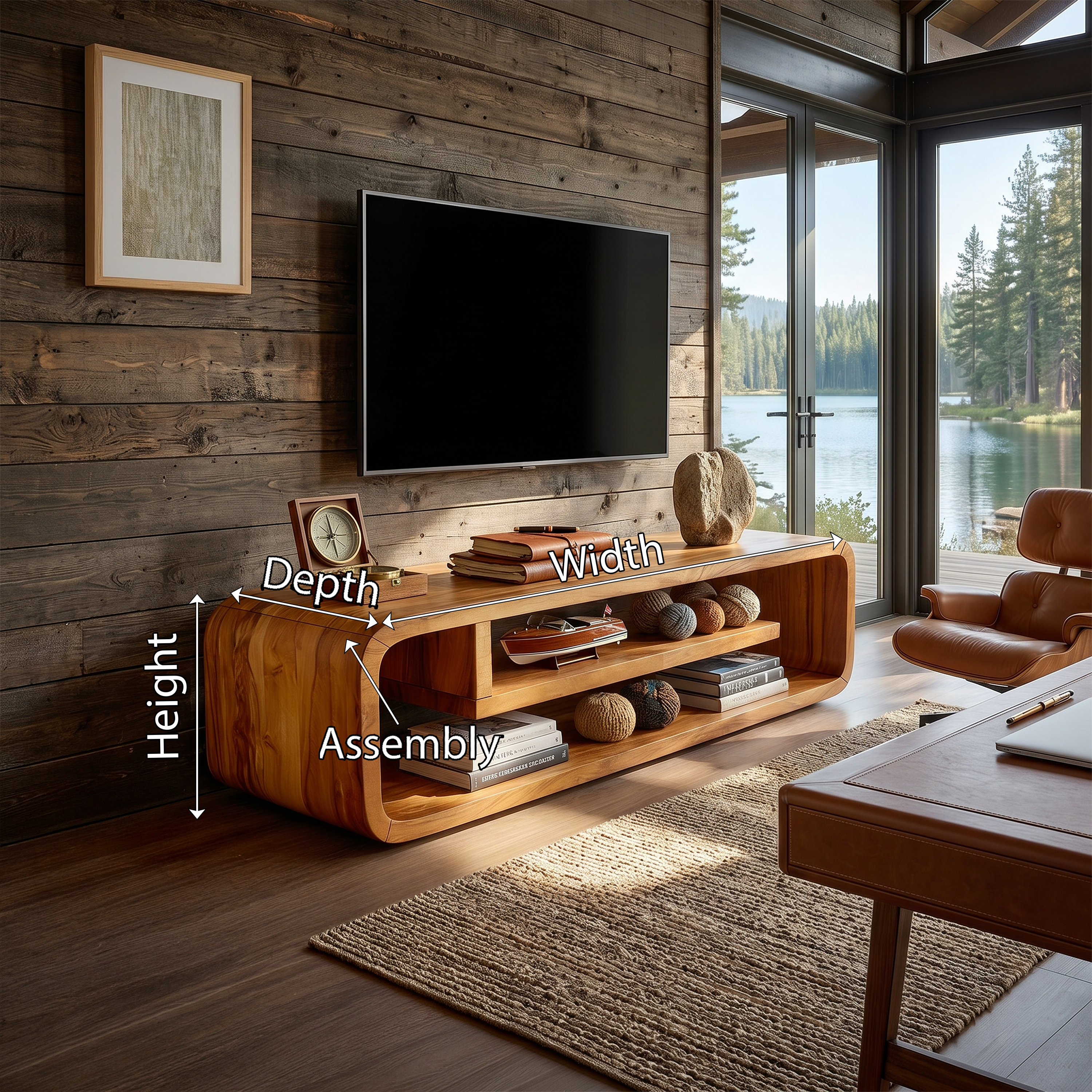 Luxury Curved Media Console For Wine Room Interior SILDTTRTVC090