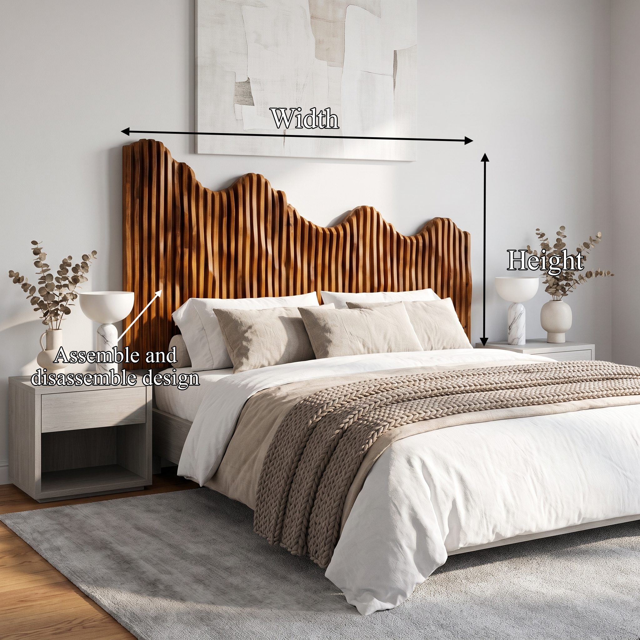 Organic Mountain Landscape Headboard Wooden Bed Headboard For Bedroom SINLSAHB051