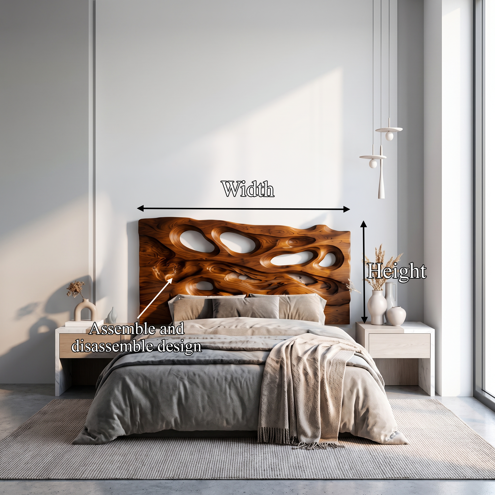 Contemporary Cutout Headboard Wooden Bed Headboard For Bedroom SINLSAHB052
