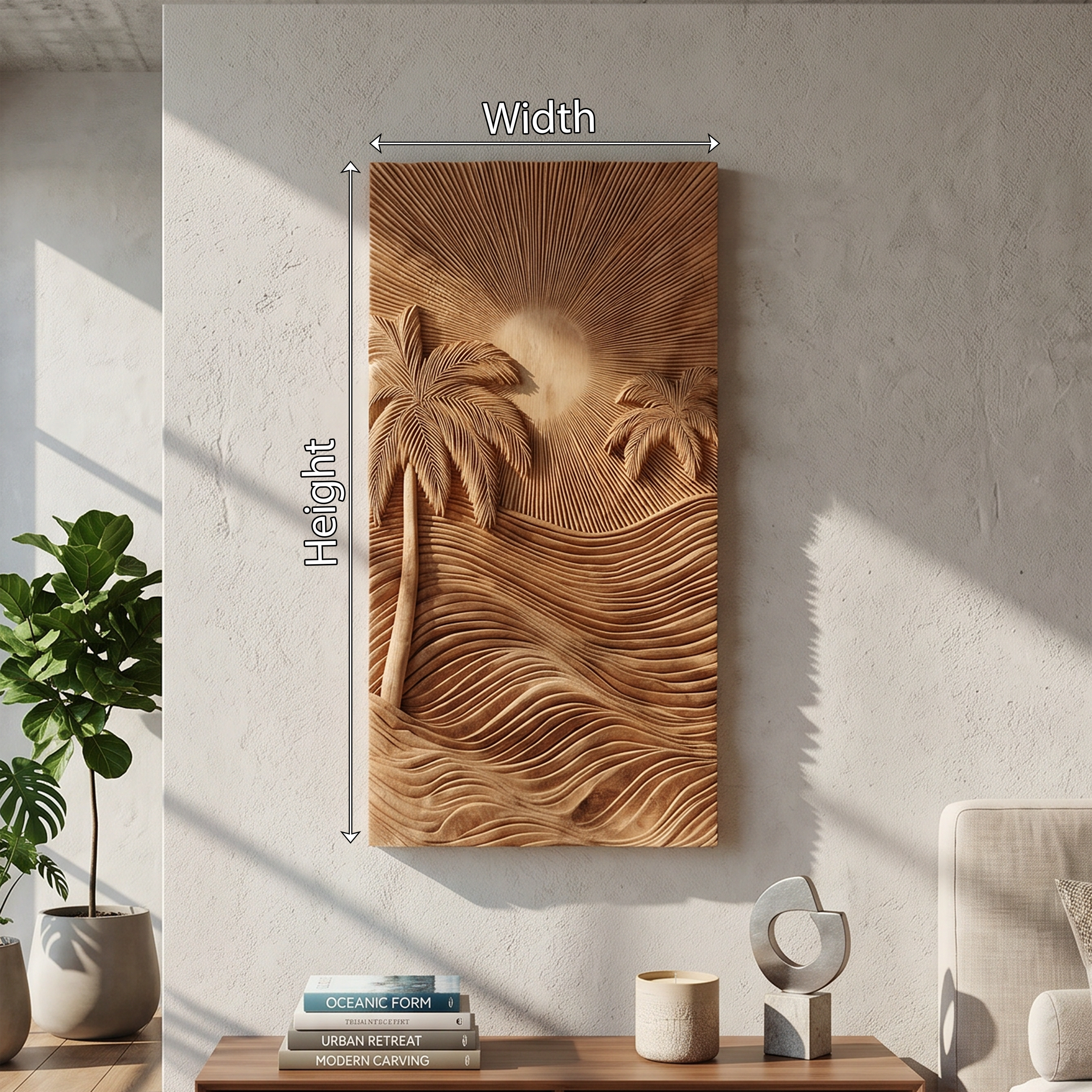 Handcrafted Tropical Wooden Wall Sculpture For Elegant Beach House Decor SILDTTRWA065