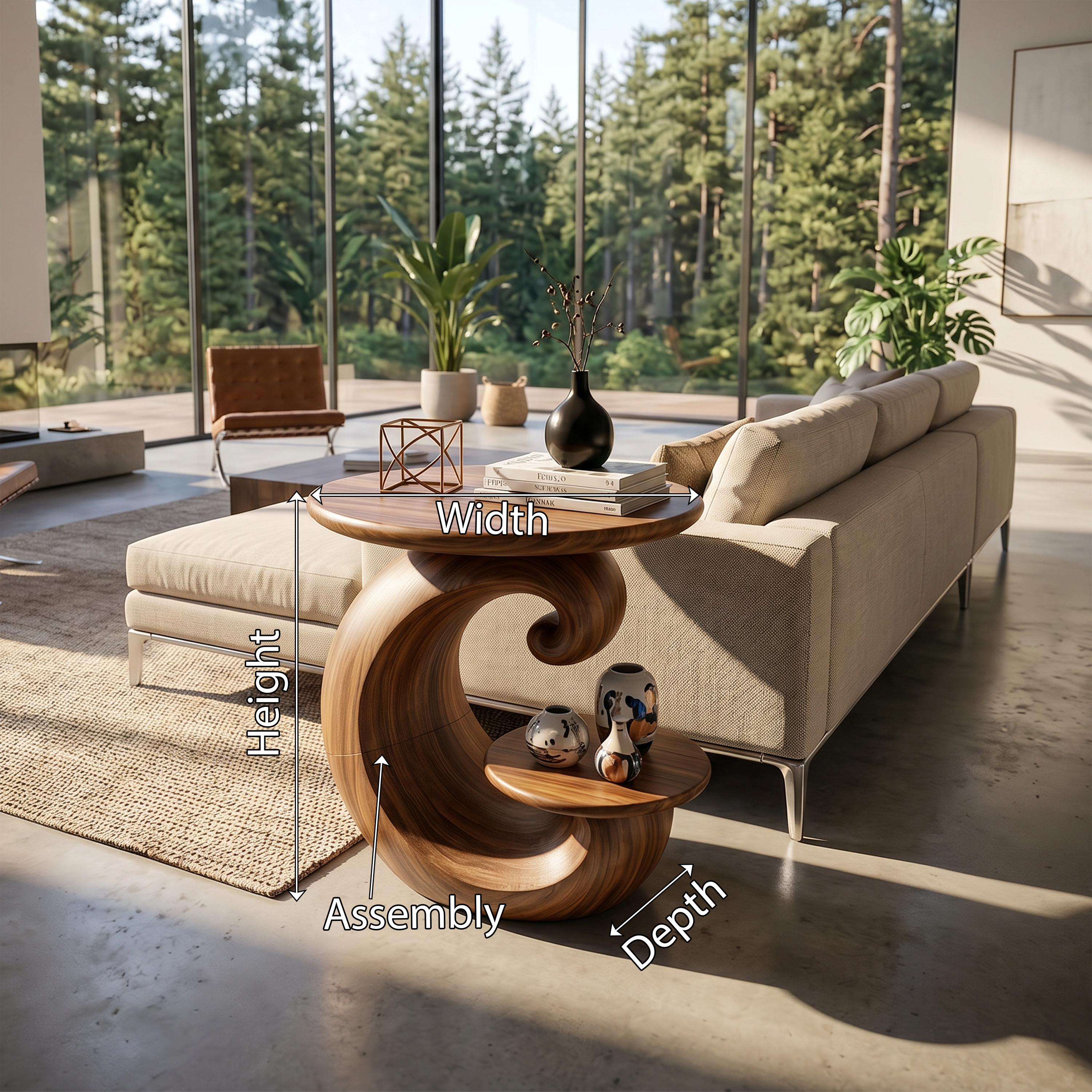 Organic Curved Side Table Forest Living Room SILDTTRSTA030