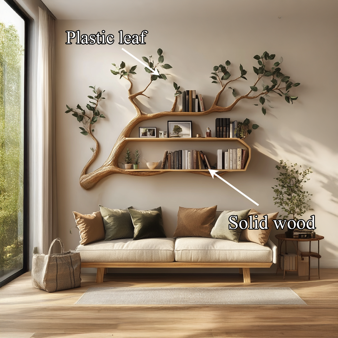 Rustic Branch Tree Bookshelf Living Room Modern Decor SINLSATBS035