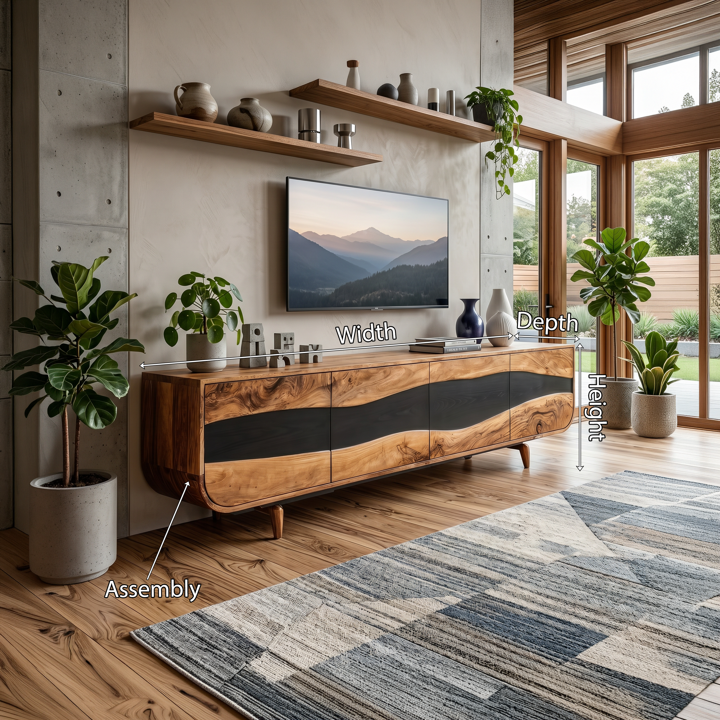 Handcrafted Wooden Live Edge TV Stand For Furniture Decor SILDTTNTVC084