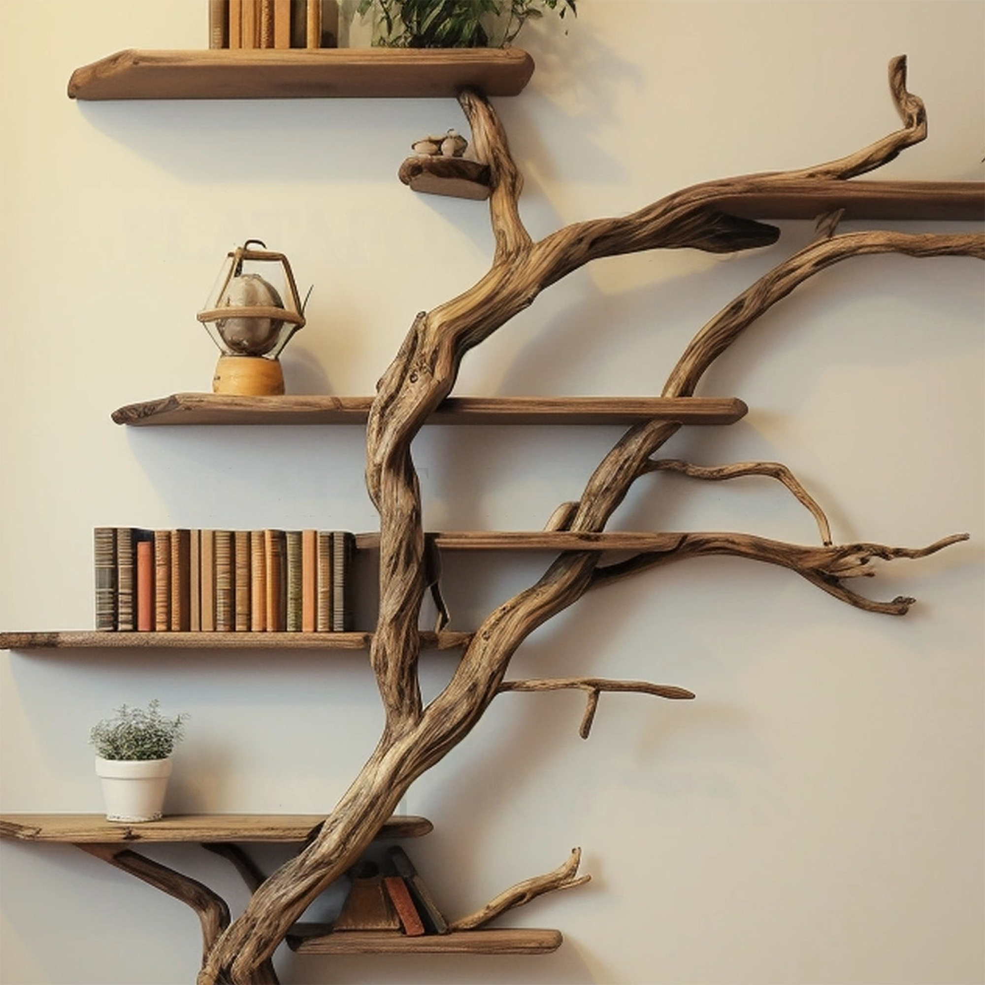 Narrow Wild Mulberry Wood Tree Shelf On Wall Mount Seasonal Celebrations SINLTB005
