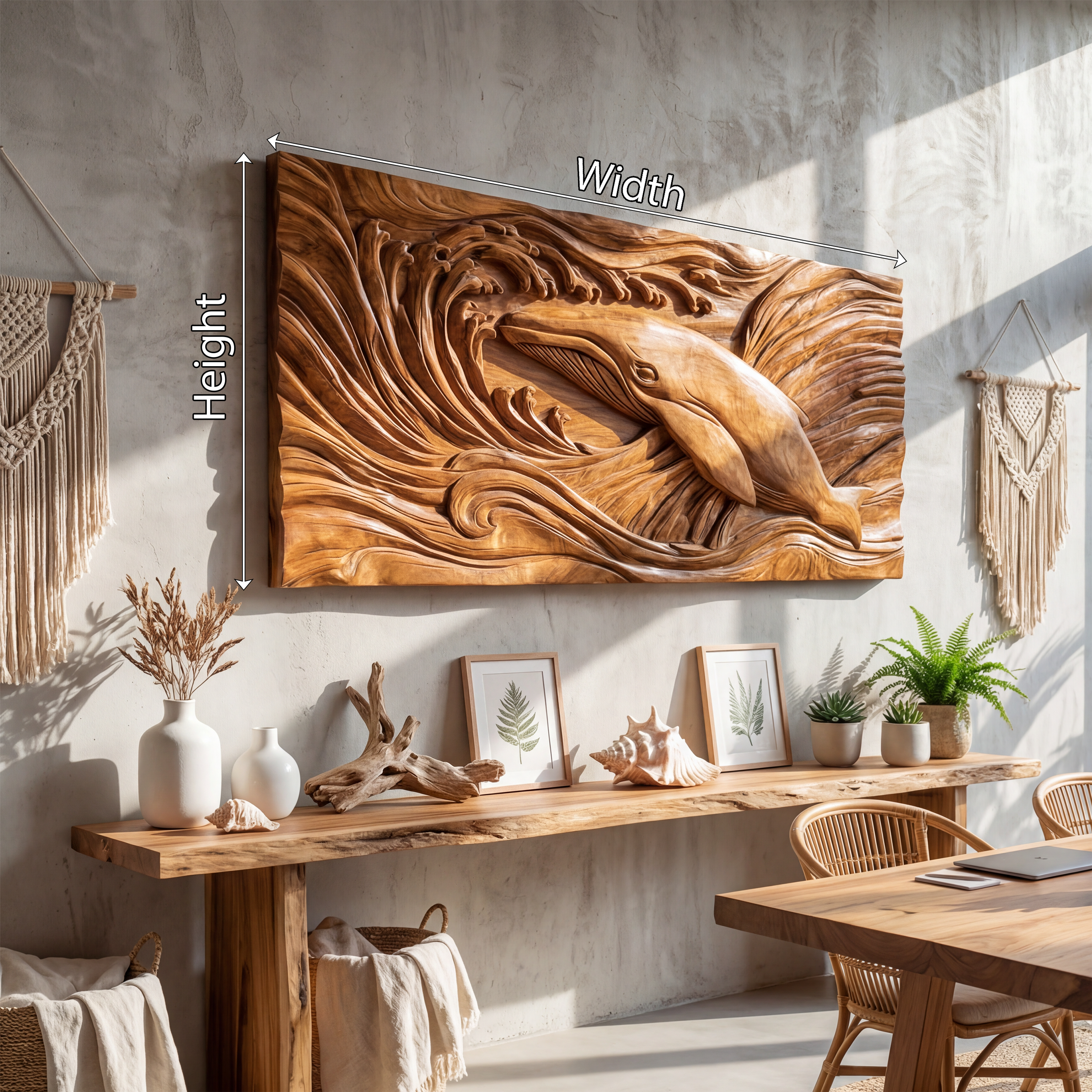 Handcrafted Whale Wood Wall Art For Coastal Boho Interior Design SILDTTRWA078