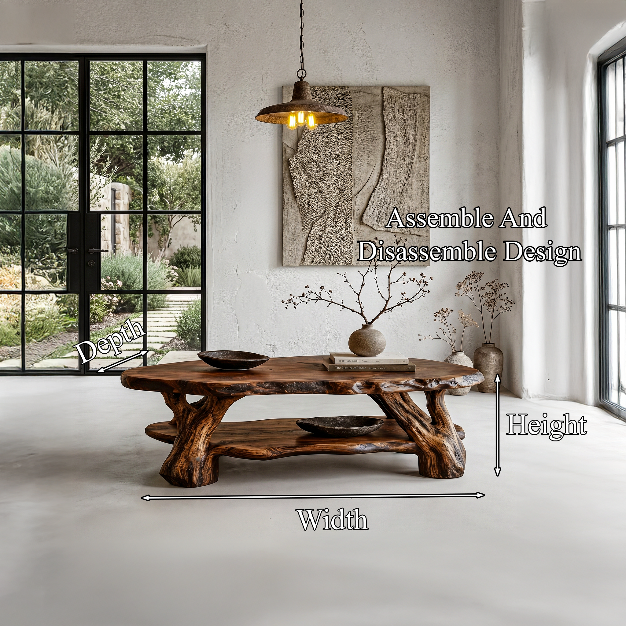 Nature Inspired Coffee Table With Sculptural Root Wood Design For Living Room SINLHACF390