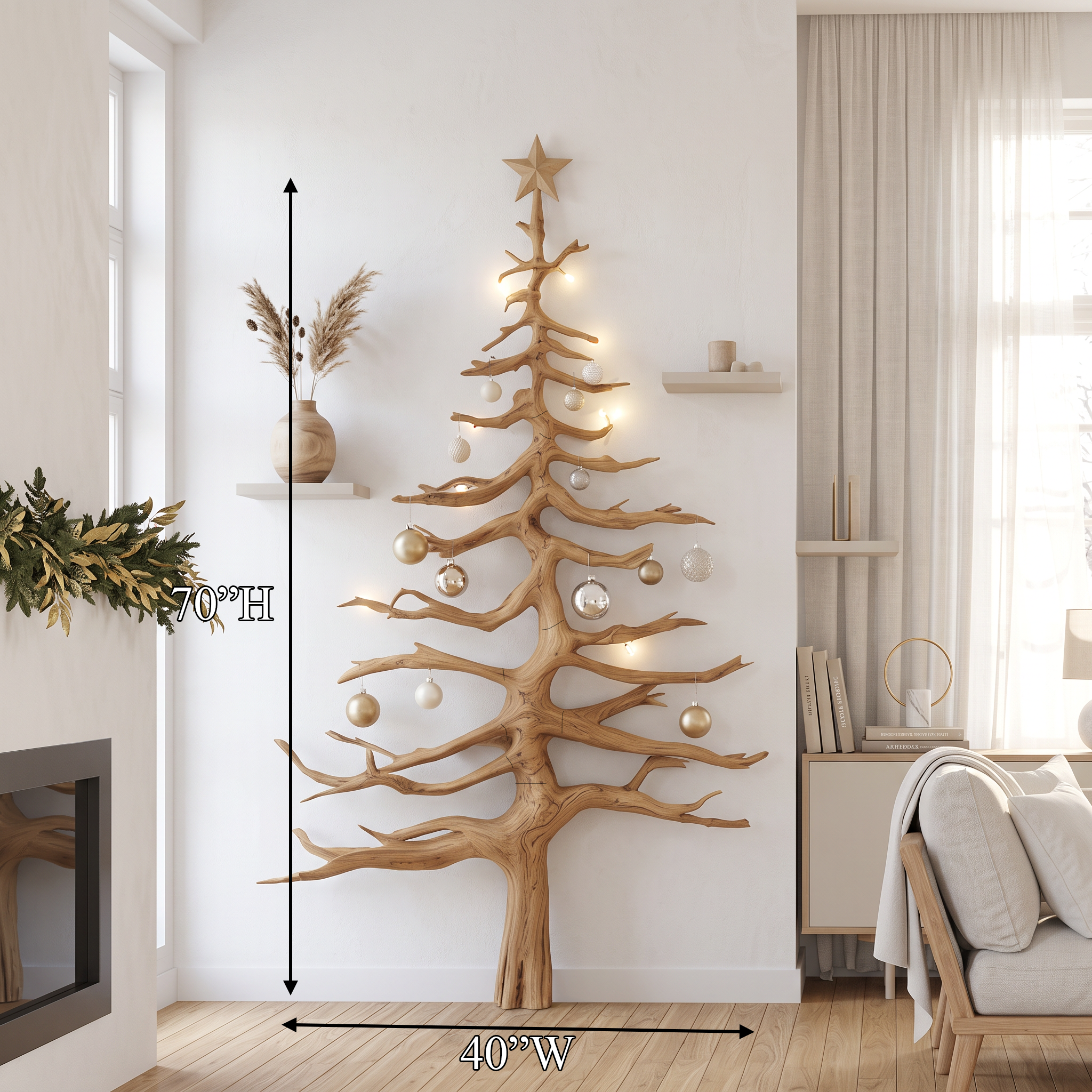 Rustic Christmas Tree Wall Decor Living Room SINLSATB583