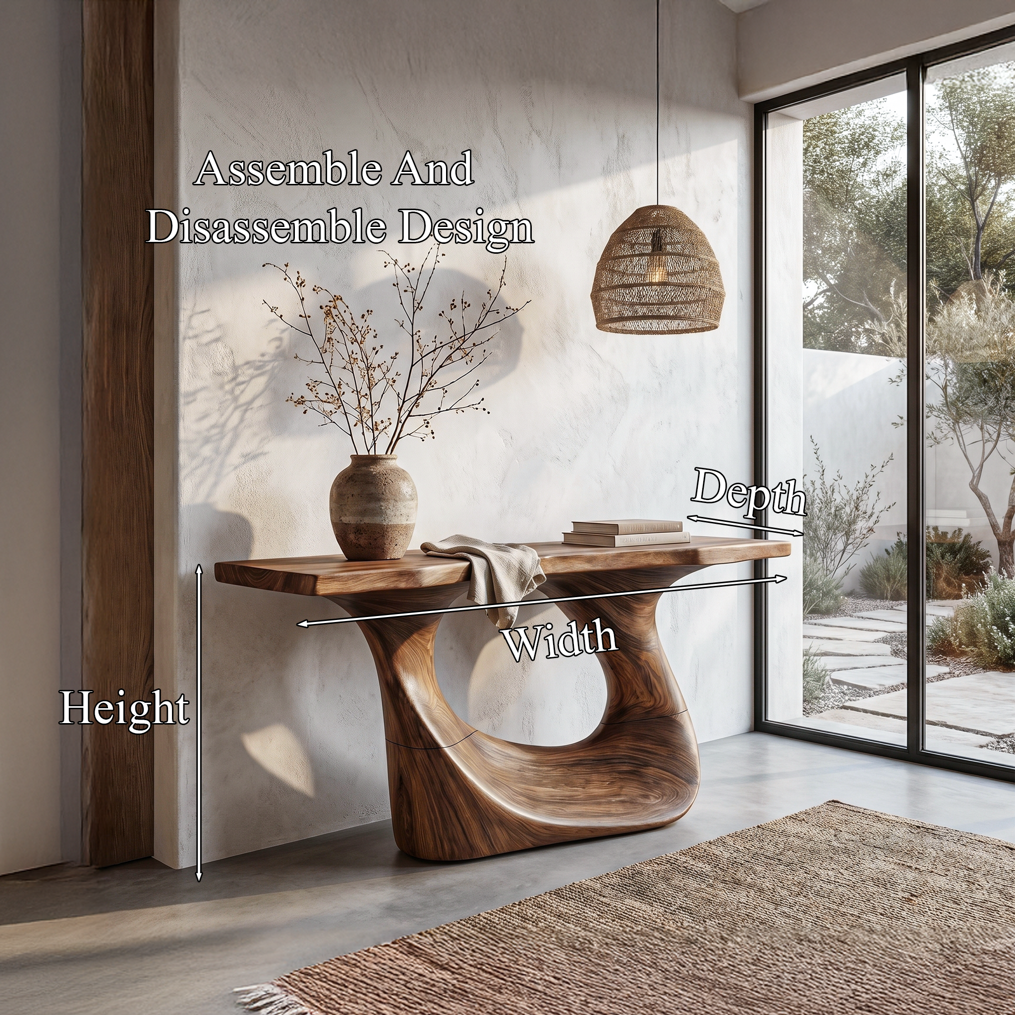 Contemporary Console Table With Unique Curved Structure For Entryway And Living Room SINLHACS572