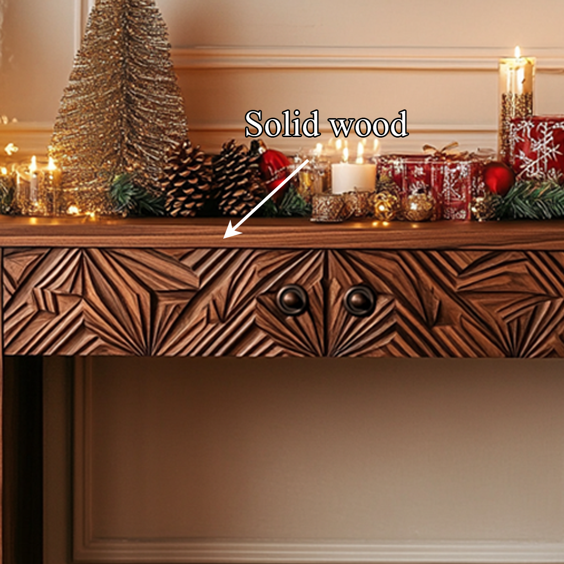 Rustic Carved Console Table Christmas Entryway SINLSACS339