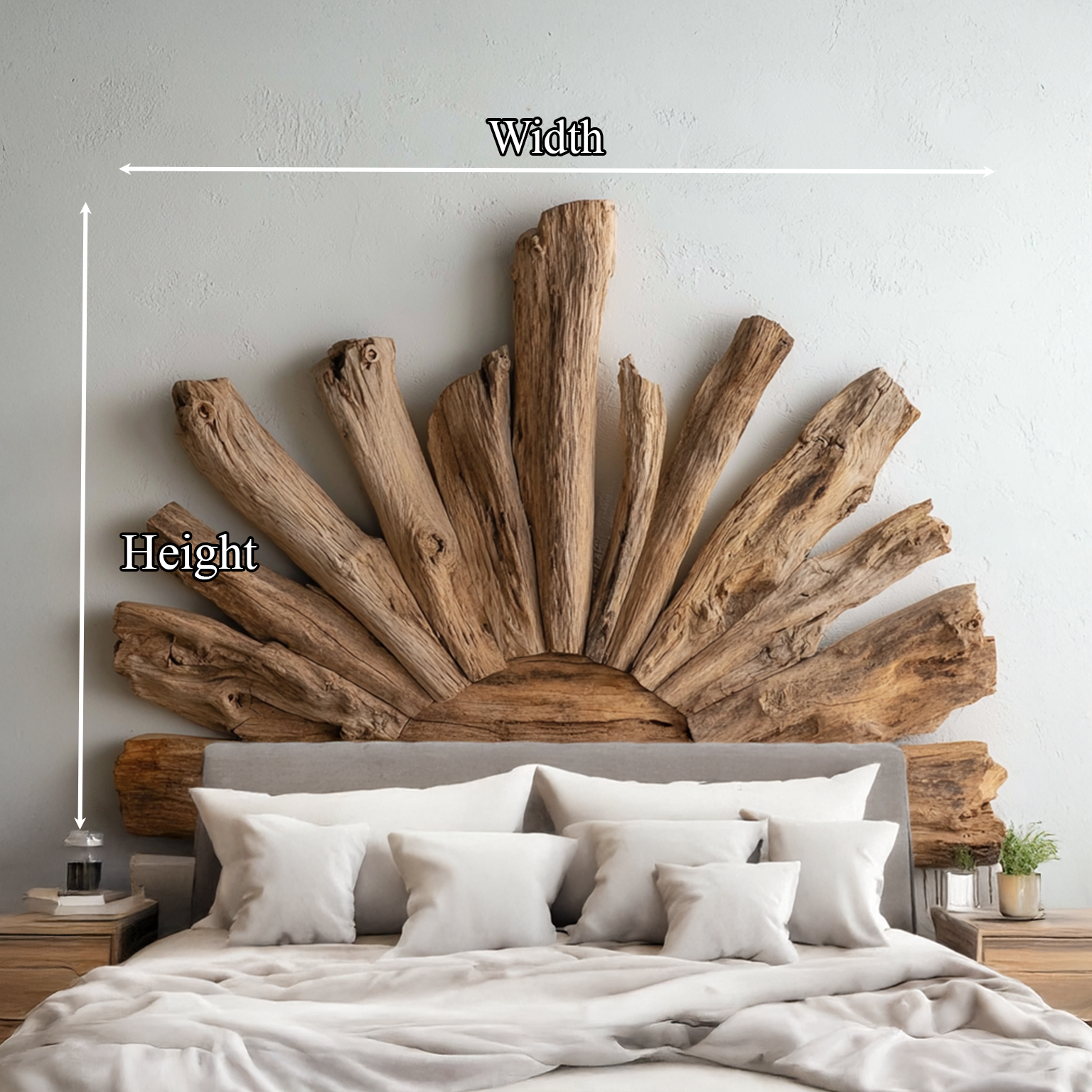 Rustic Driftwood Headboard Vintage Decor Bedroom Gift Her SINLSADH002