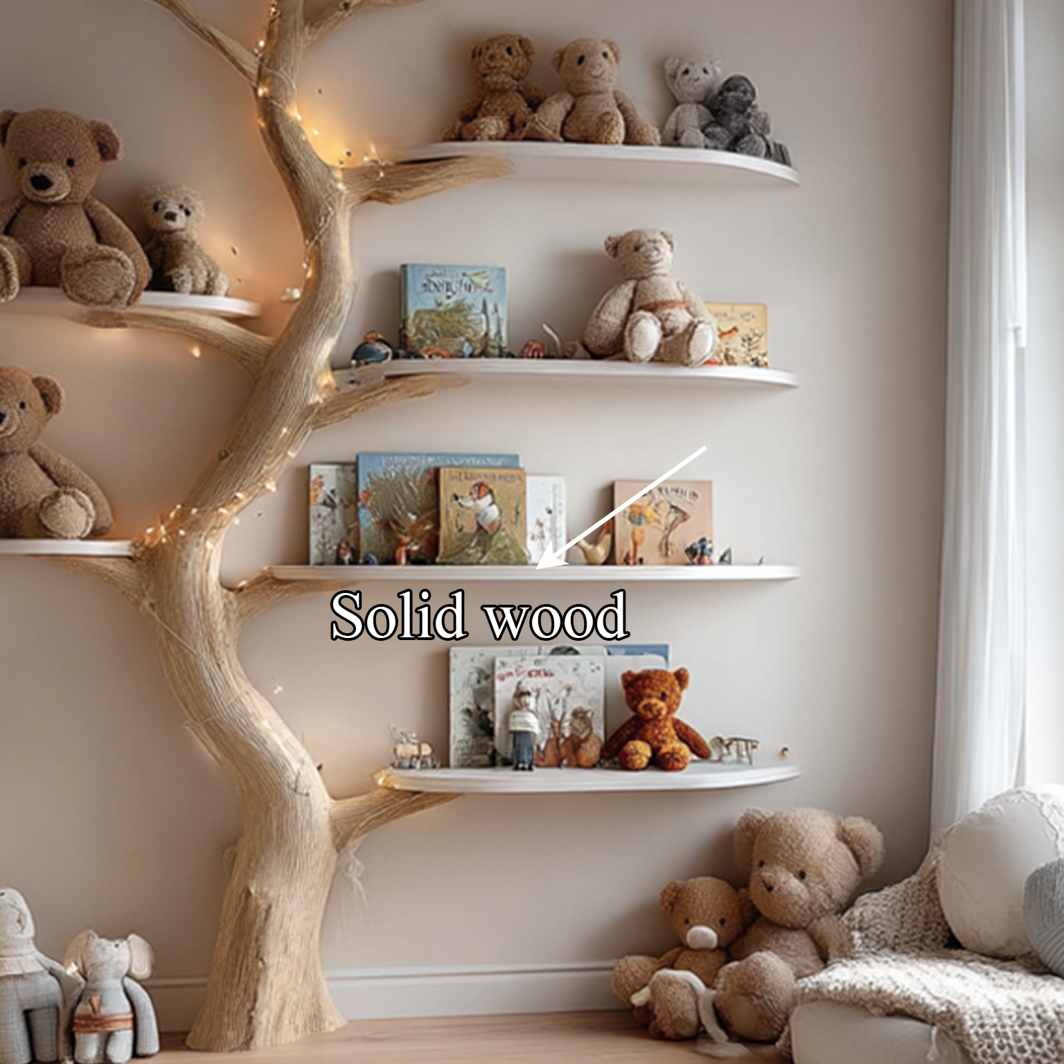 Midcentury Tree Bookcase Nursery Bedroom SINLSATB253