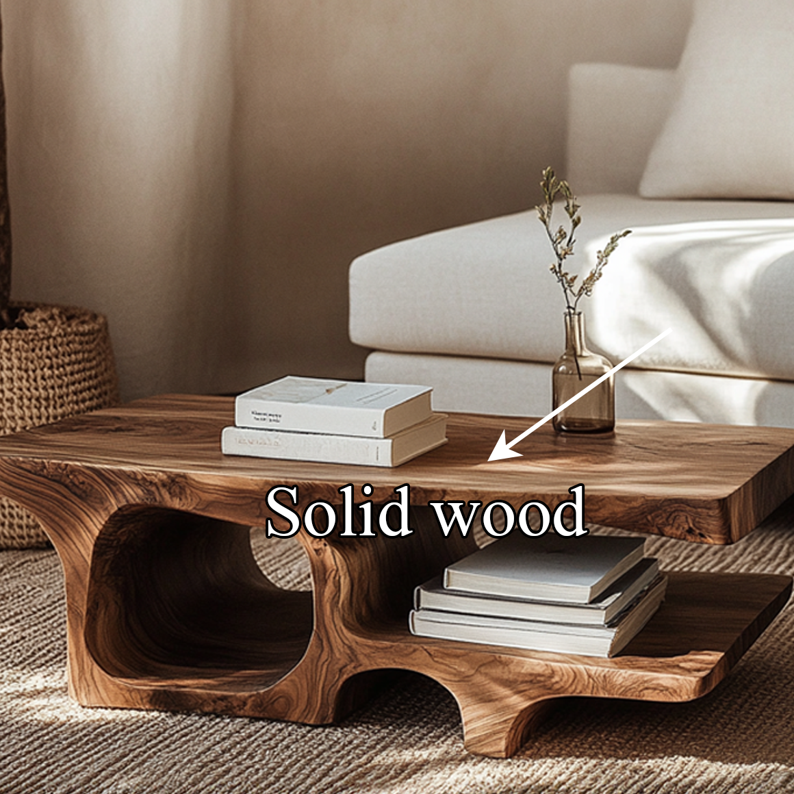 Mid Century Modern Curved Coffee Table Living Room Family Room SINLSACF187