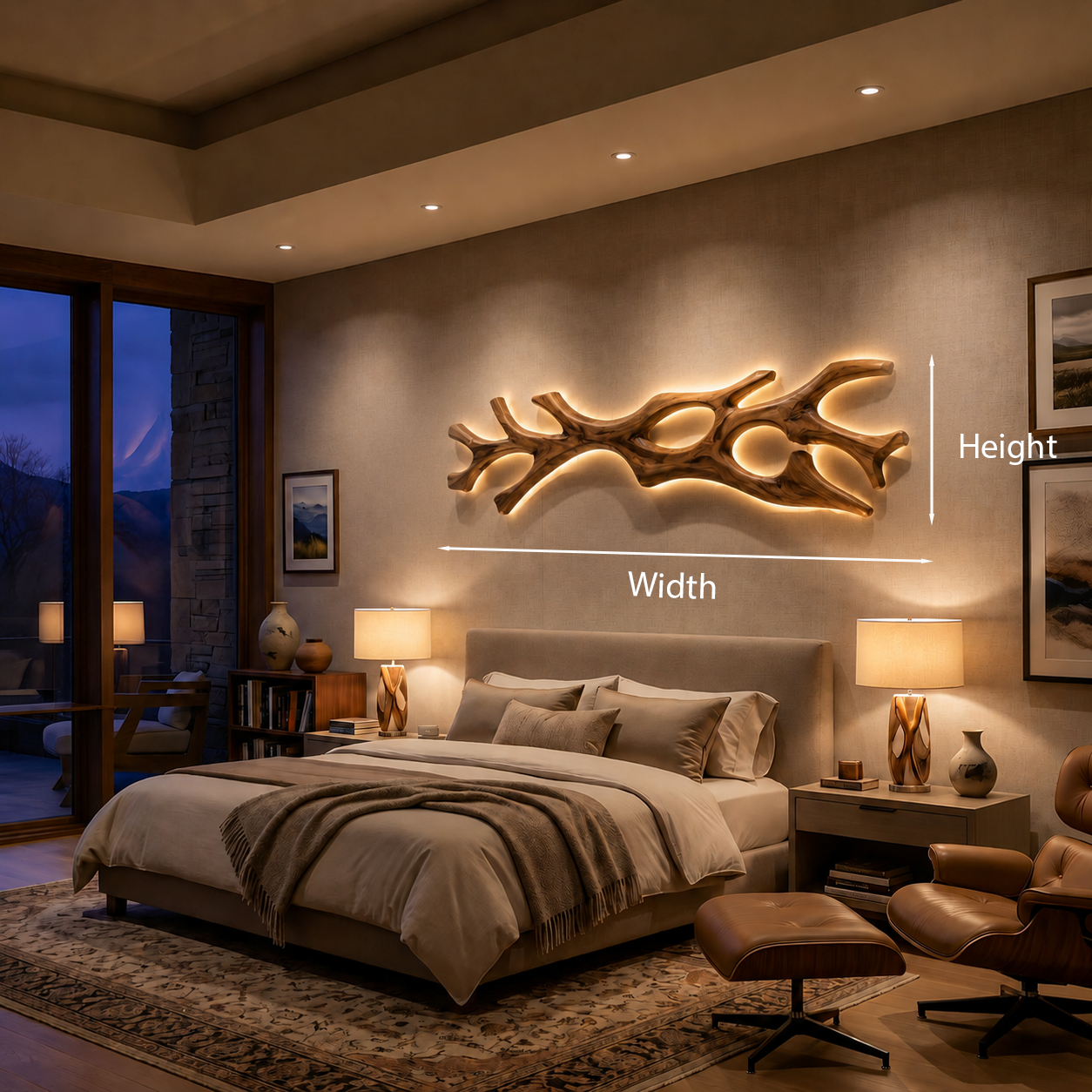 Wooden Lamp Flowing Organic Root Design For Above Bed Decor RTTHTTLAM059