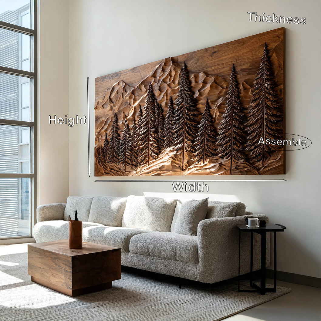 Rustic Forest Mountain Wood Wall Art For Living Room Decor RTTHHNWA210