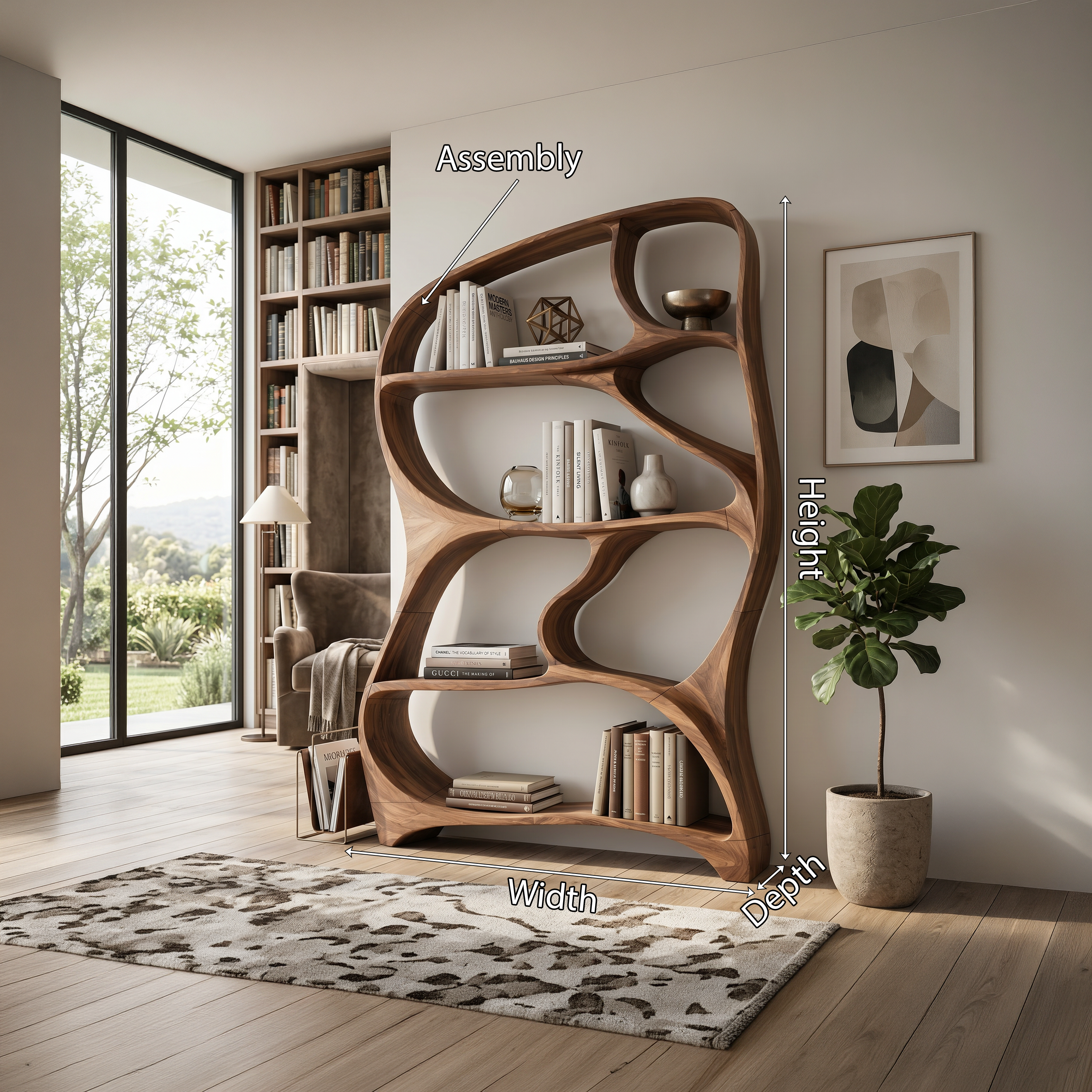 Organic Wall Bookcase For Contemporary Living Room SILDTTNBS051