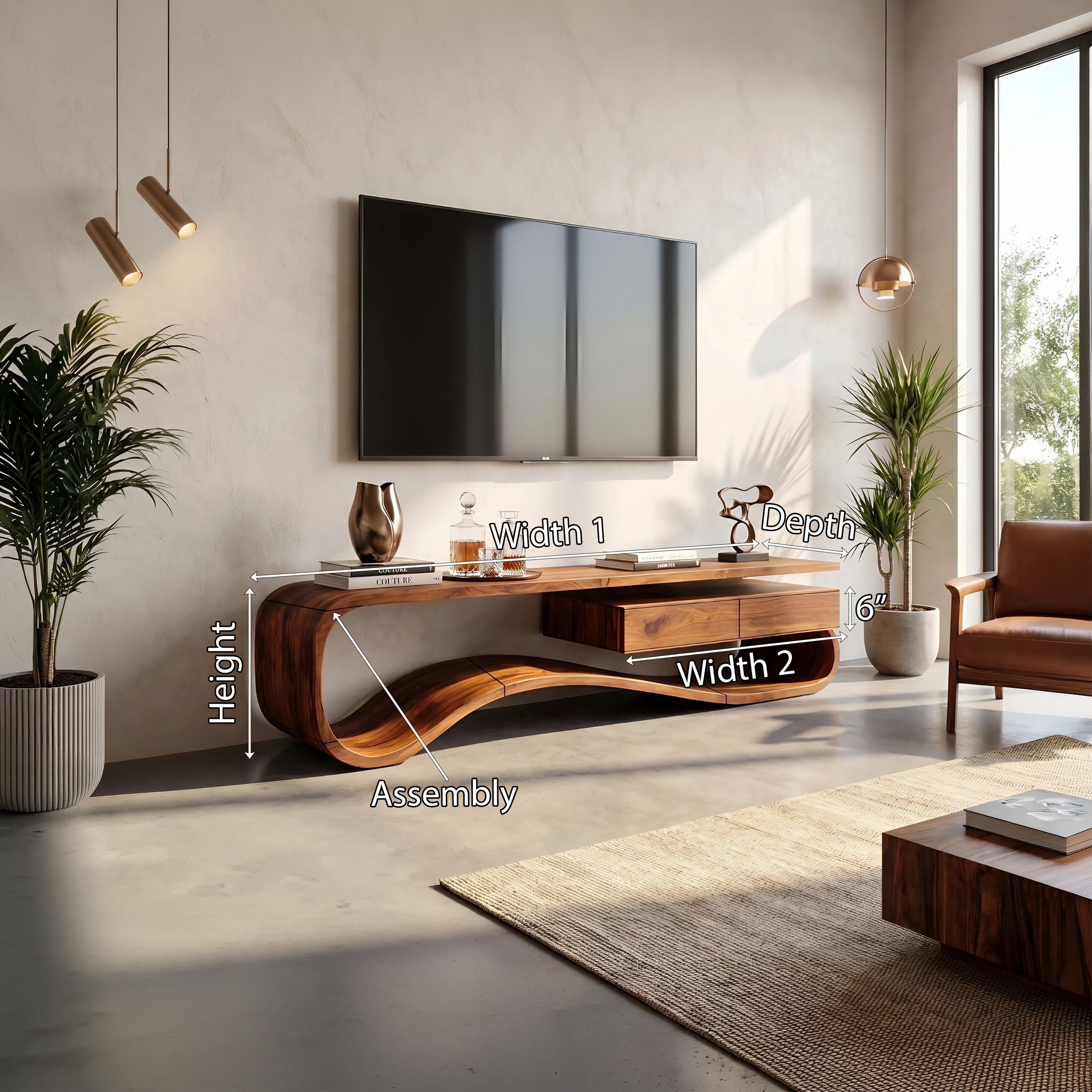 Contemporary Organic TV Stand For Lounge Area SILDTTNTVC122